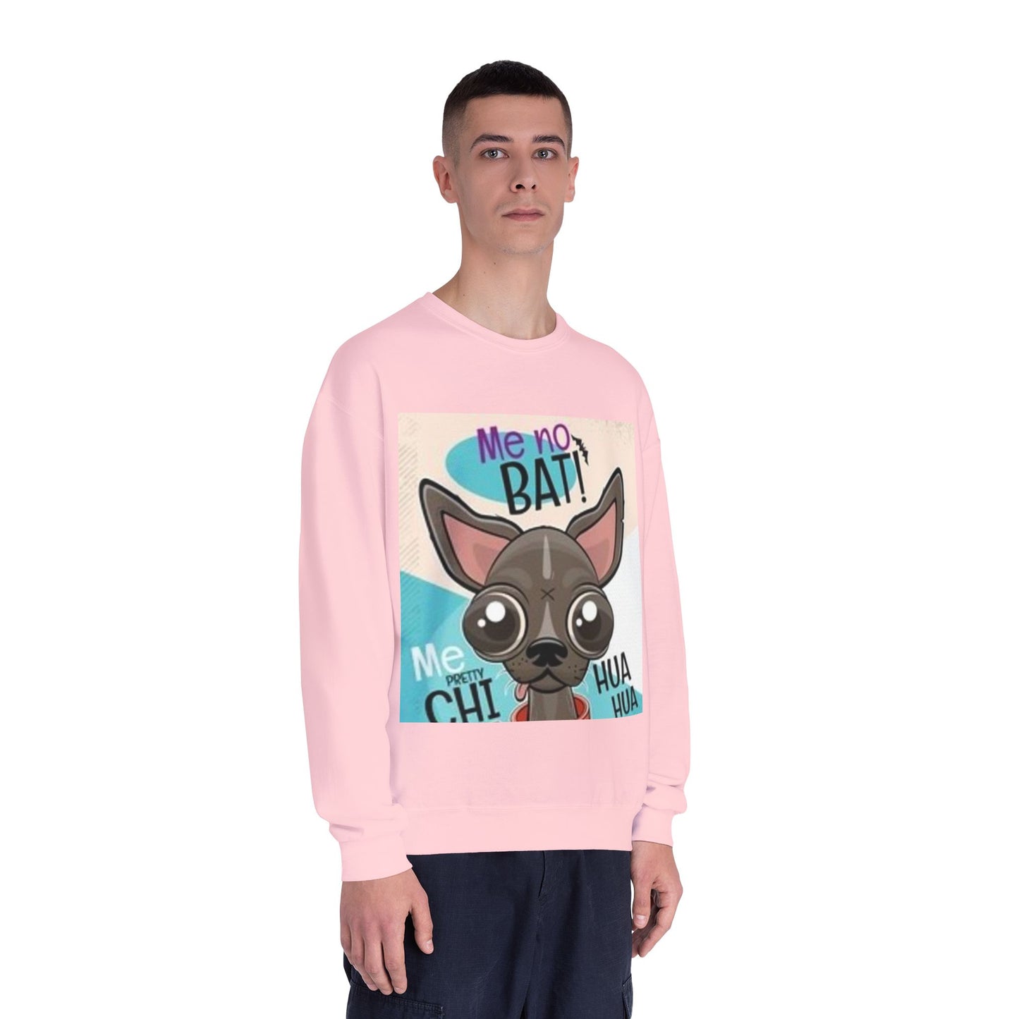 Funny Dog Lover Sweatshirt – "Me no BAT!" Unisex Crewneck