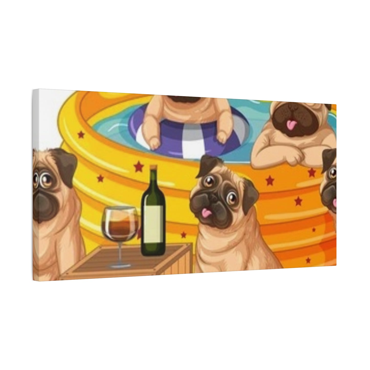 Pug Pool Party Canvas Art - Fun Pet Decor