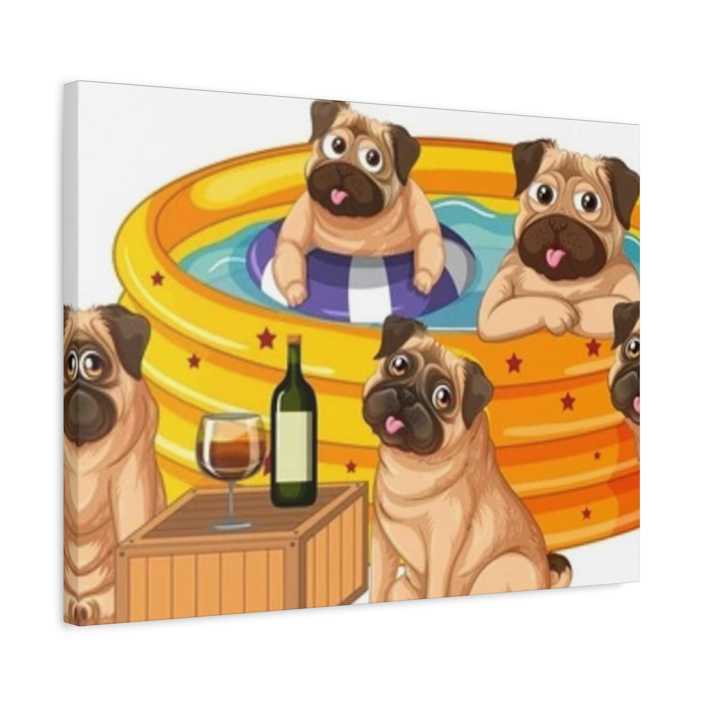 Pug Pool Party Canvas Art - Fun Pet Decor