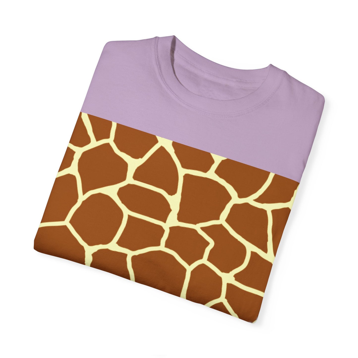 Unisex Giraffe Print Garment-Dyed T-Shirt - Animal Lover Tee