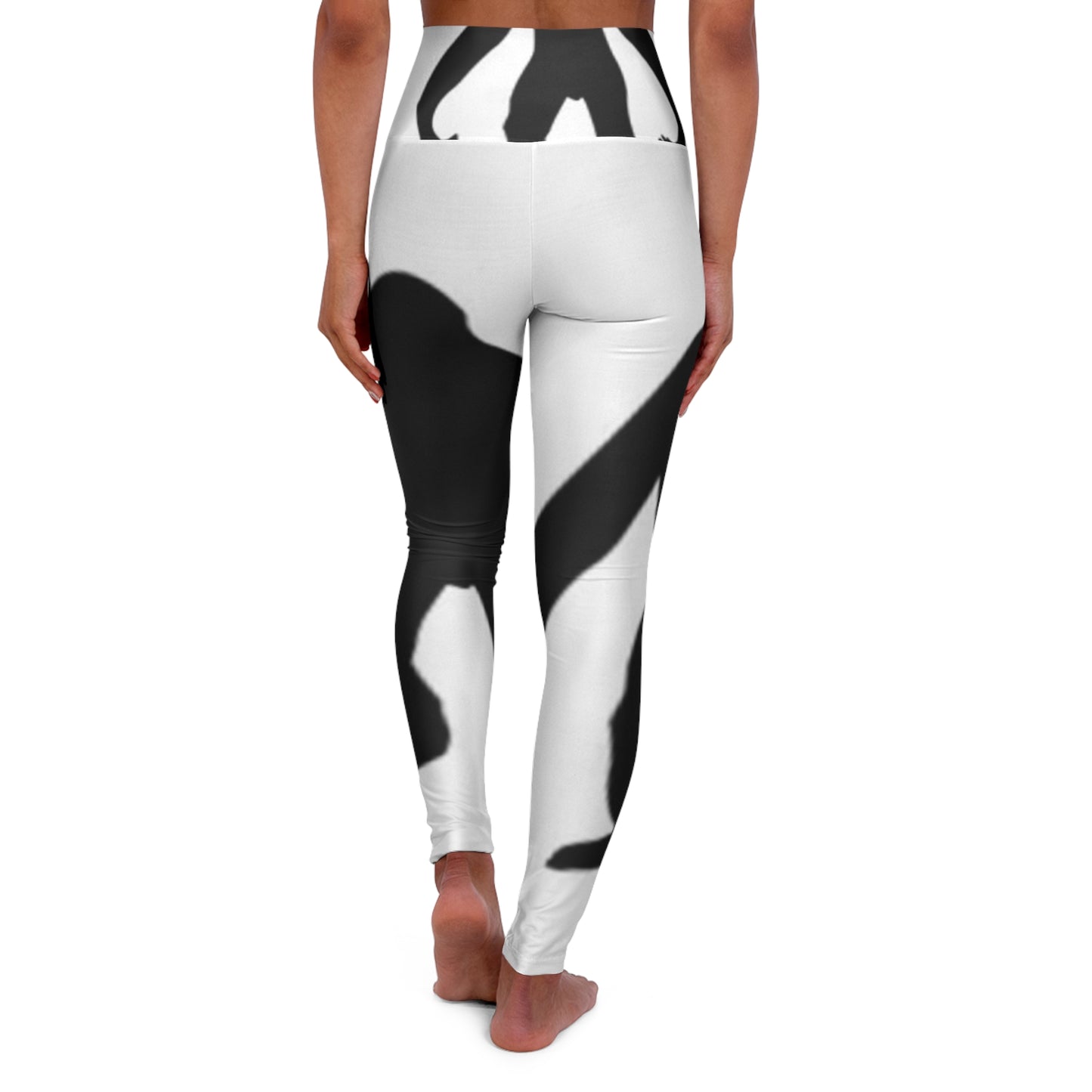Stylish High Waisted Yoga Leggings with Monochrome Print