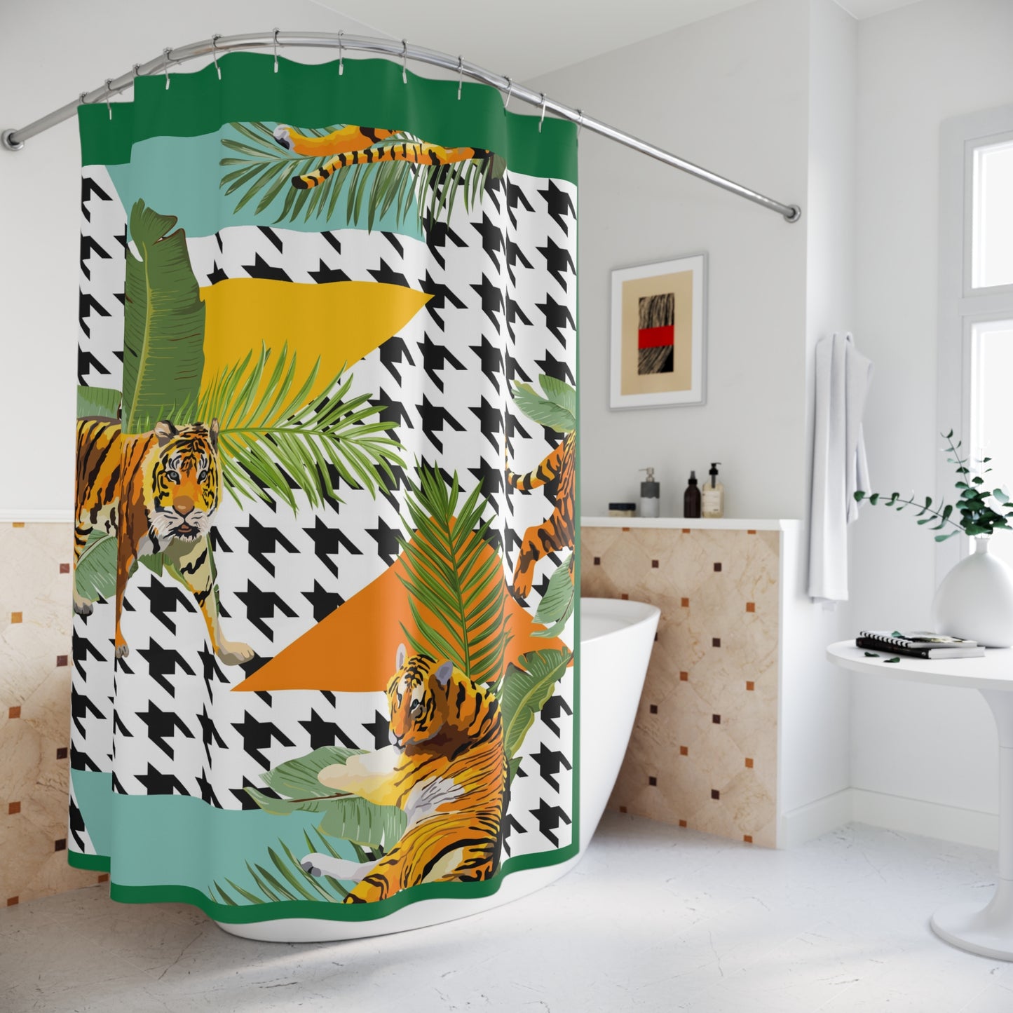 Tropical Tiger Shower Curtain - Modern Bathroom Decor