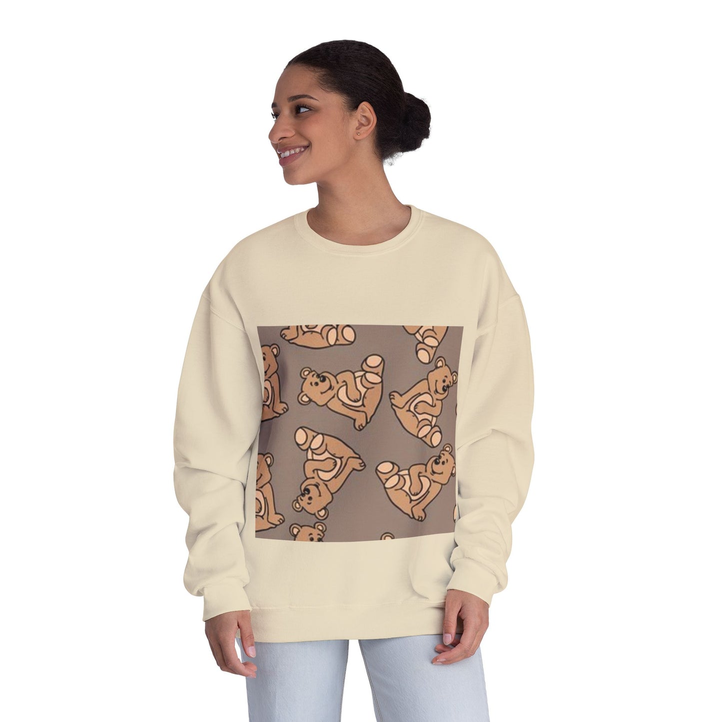 Cozy Bear Print Crewneck Sweatshirt - Perfect for Animal Lovers & Casual Comfort