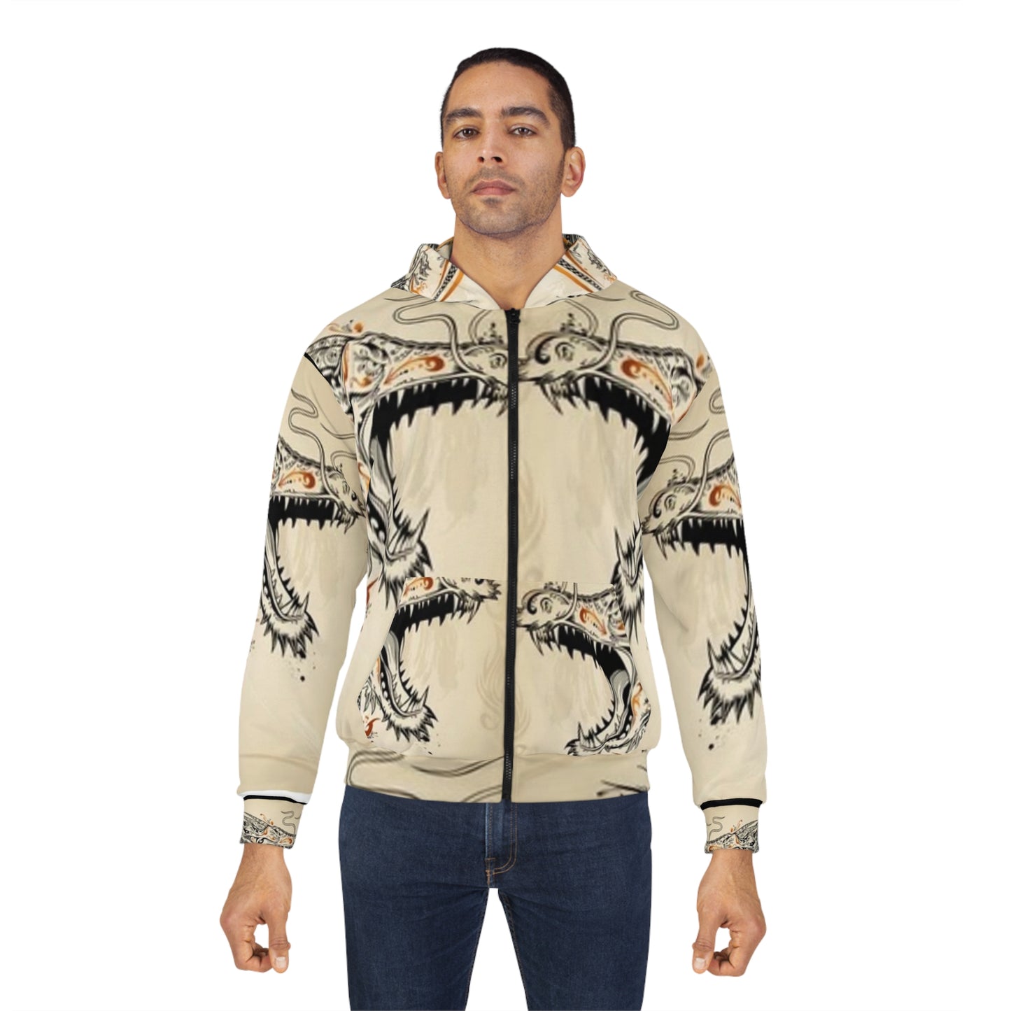 Dragon Art Unisex Zip Hoodie | Unique Design for Fantasy Lovers | Perfect for Casual Wear and Gifts