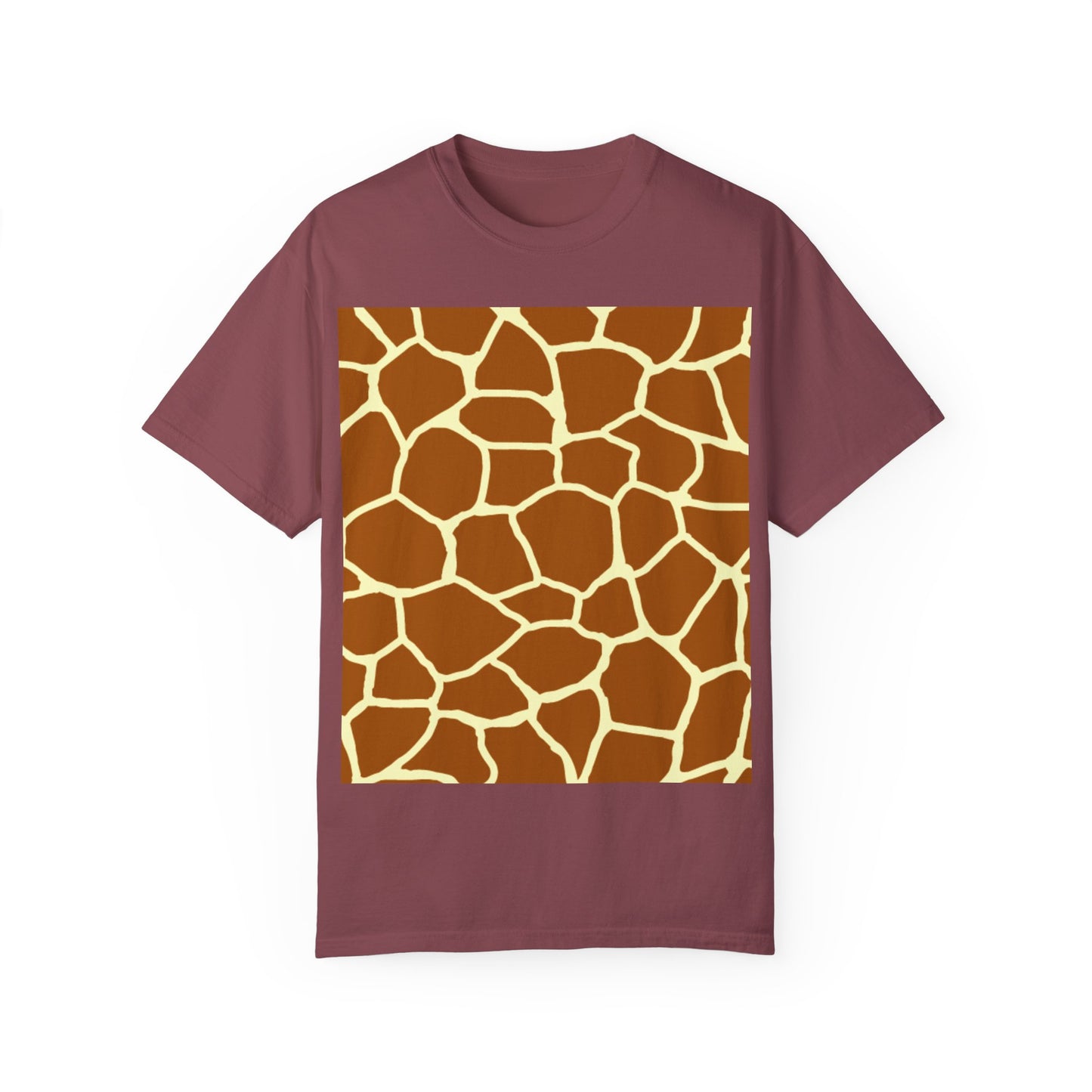 Unisex Giraffe Print Garment-Dyed T-Shirt - Animal Lover Tee