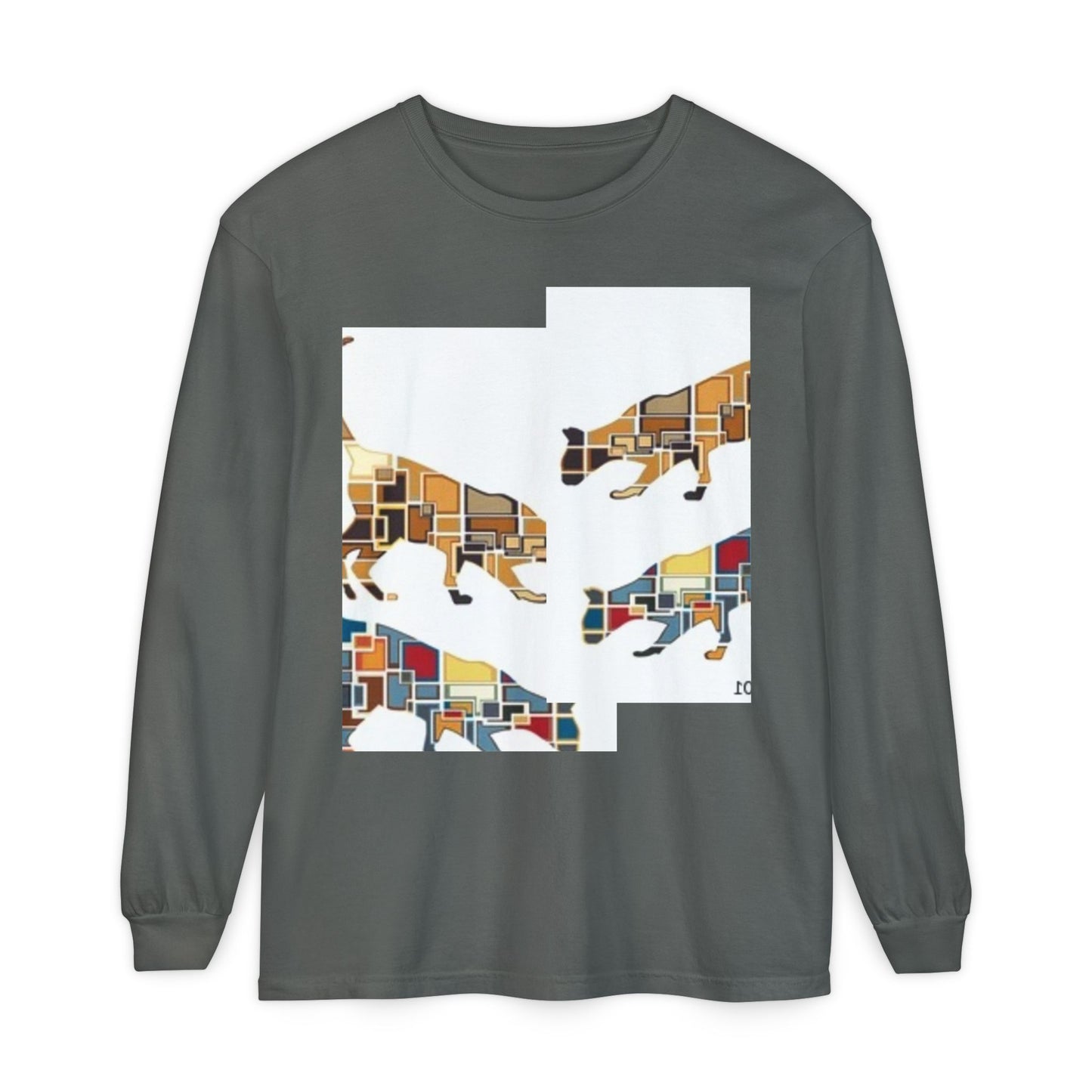 Artful Cat Silhouette Long Sleeve T-Shirt - Perfect for Animal Lovers