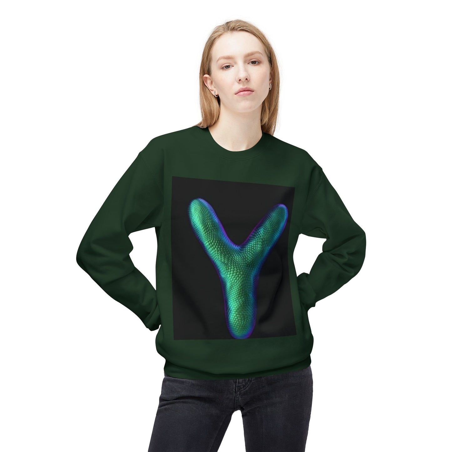 Unisex Y Graphic Fleece Crewneck Sweatshirt - Cozy Modern Style