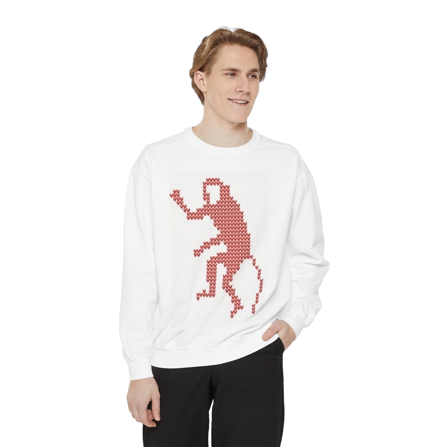 Vintage-Inspired Unisex Garment-Dyed Sweatshirt with Retro Monkey Design