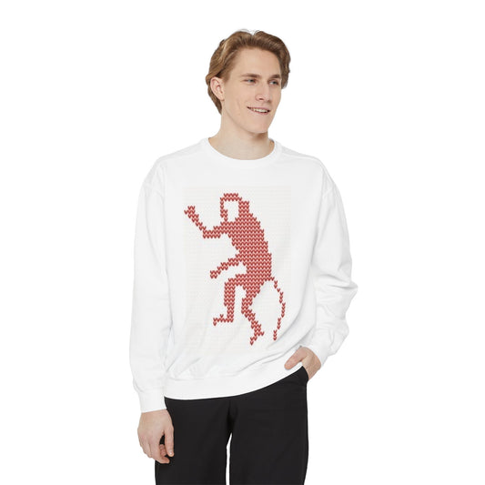 Vintage-Inspired Unisex Garment-Dyed Sweatshirt with Retro Monkey Design