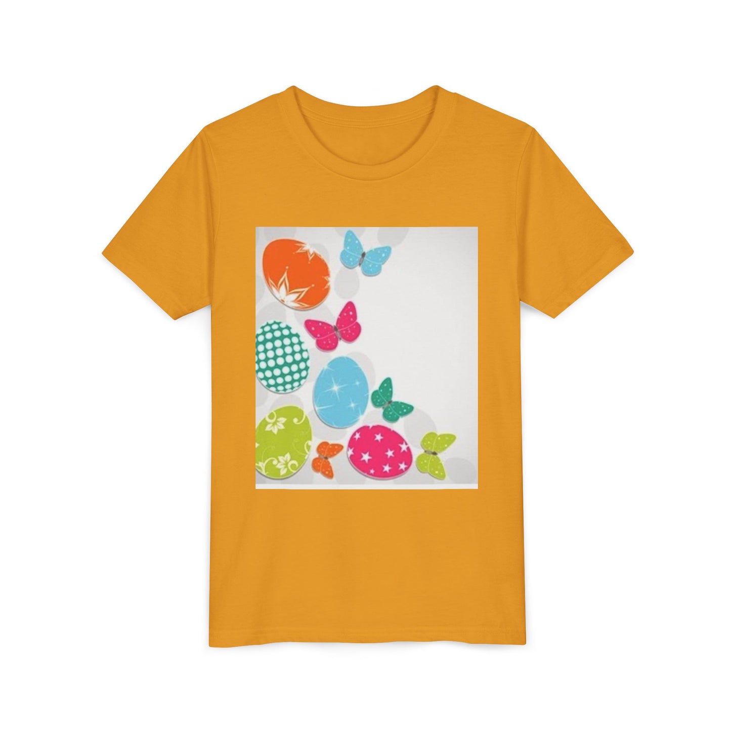 Colorful Butterfly and Egg Youth Tee - Perfect for Spring Celebrations