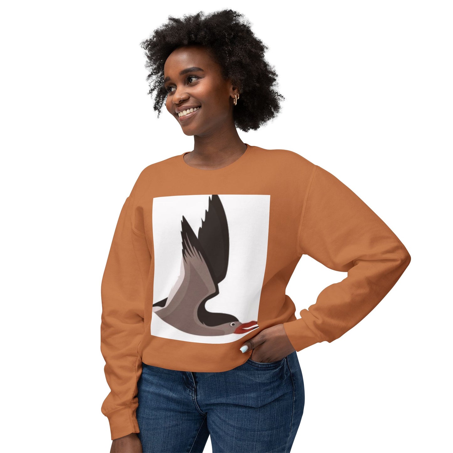 Unisex Sweater with Bird Graphic - Lightweight Crewneck Sweatshirt for Nature Lovers
