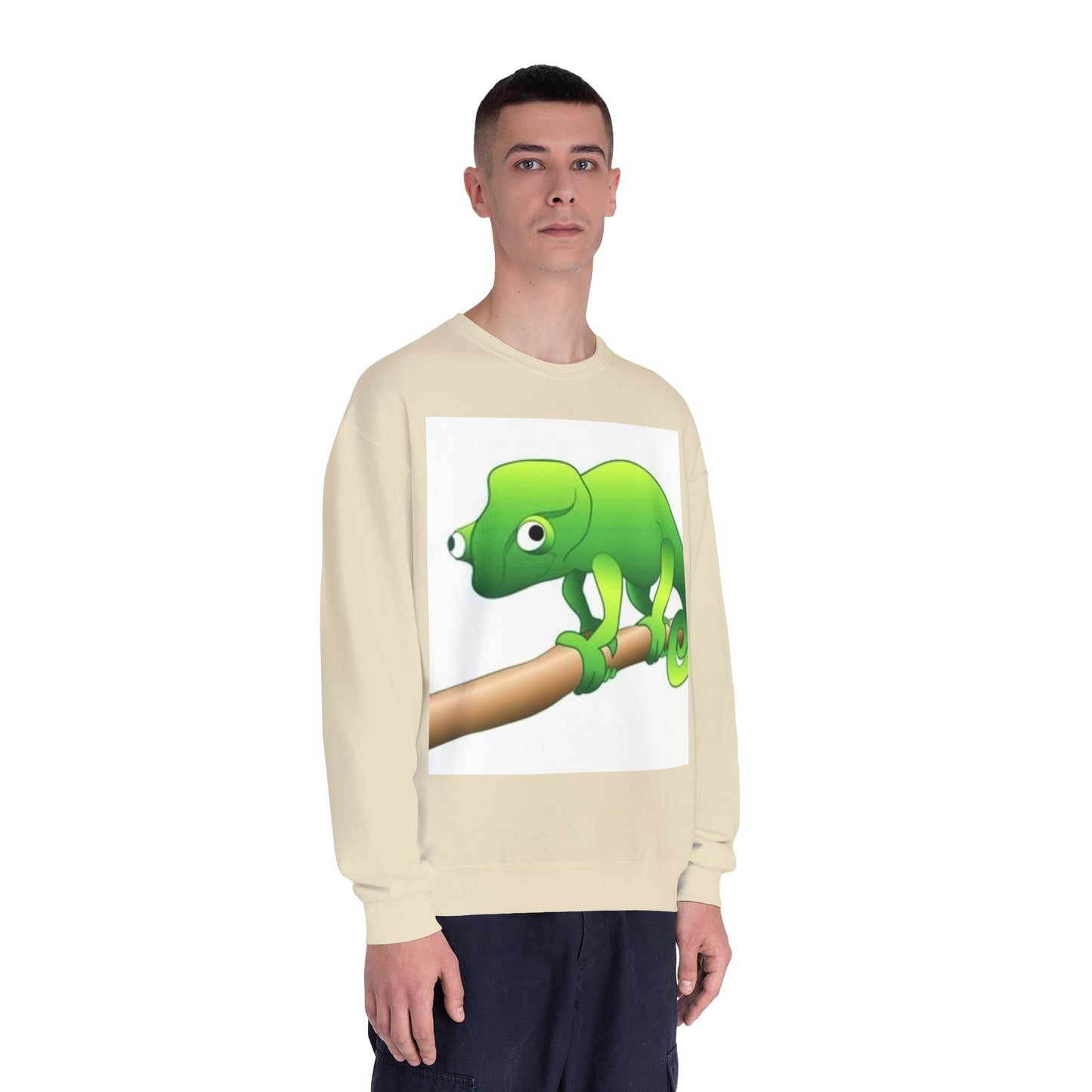 Charming Green Chameleon Sweatshirt - Cozy Unisex Crewneck for Nature Lovers