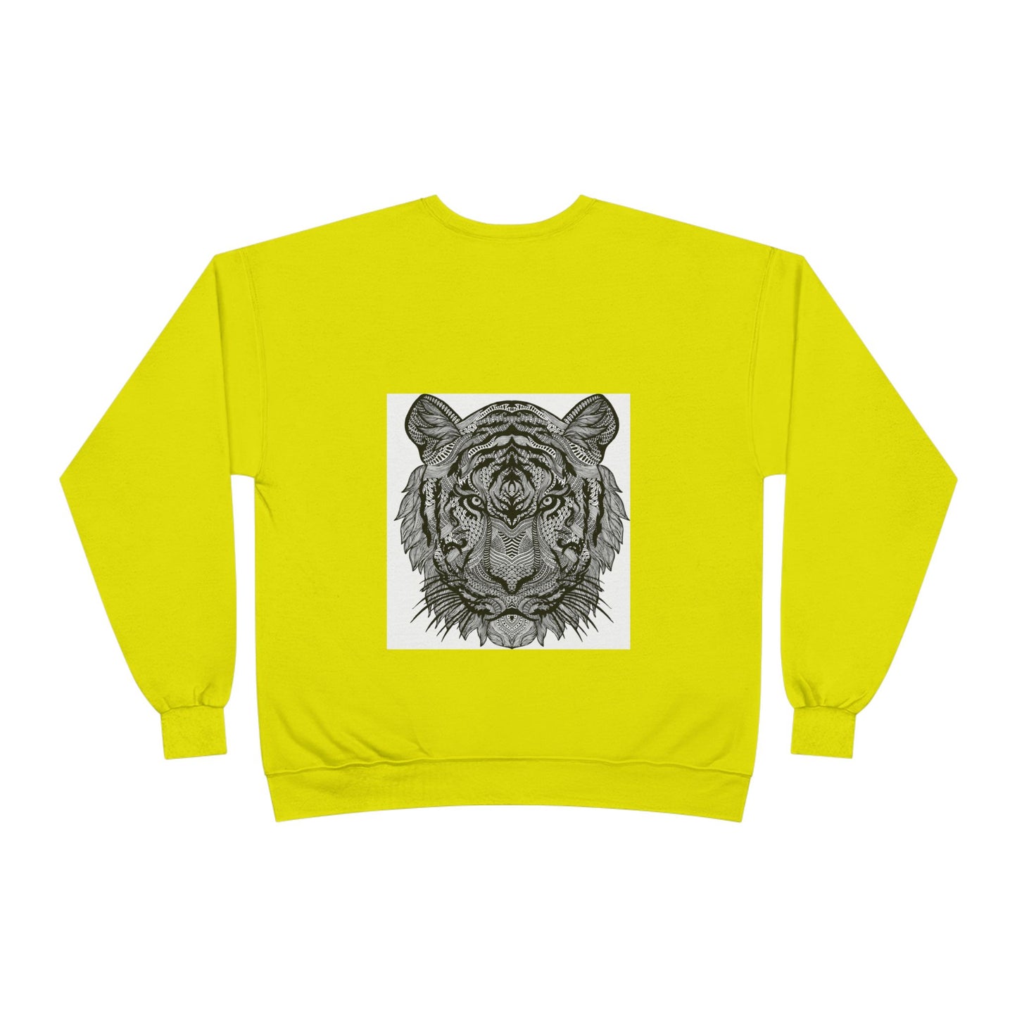 Unisex EcoSmart Tiger Graphic Crewneck Sweatshirt - Bold Black & White Design
