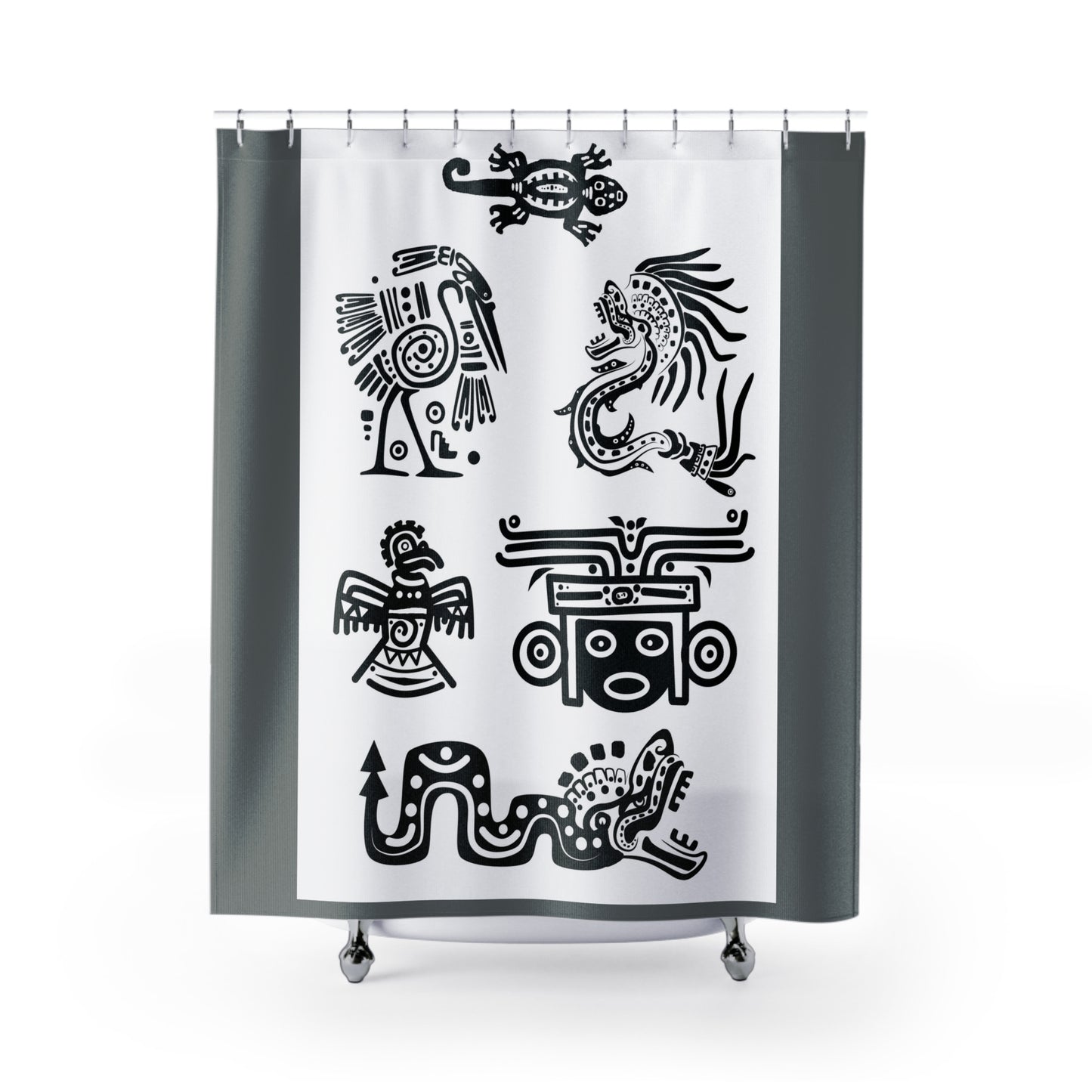 Artistic Tribal Shower Curtain - Unique Black and White Design