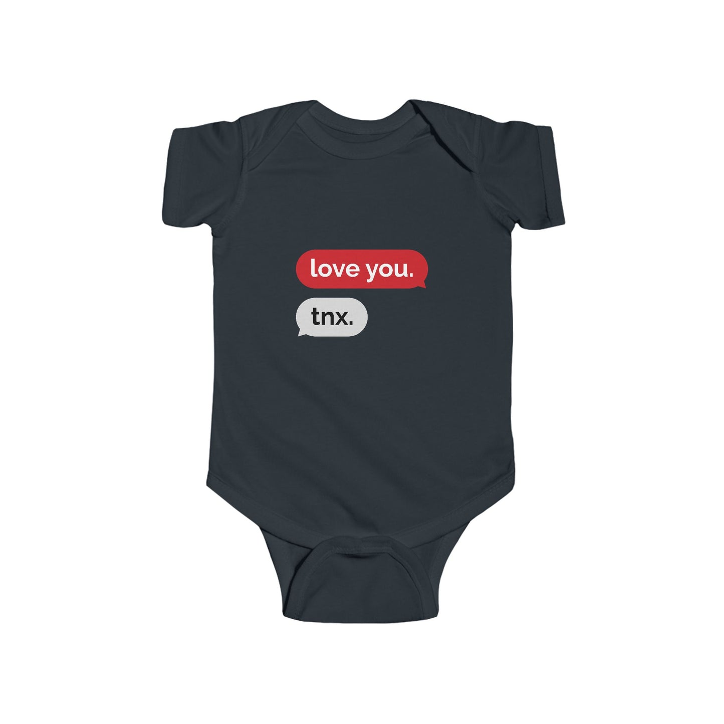 Cute 'Love You. Tnx.' Infant Bodysuit – Adorable Baby Outfit for New Parents