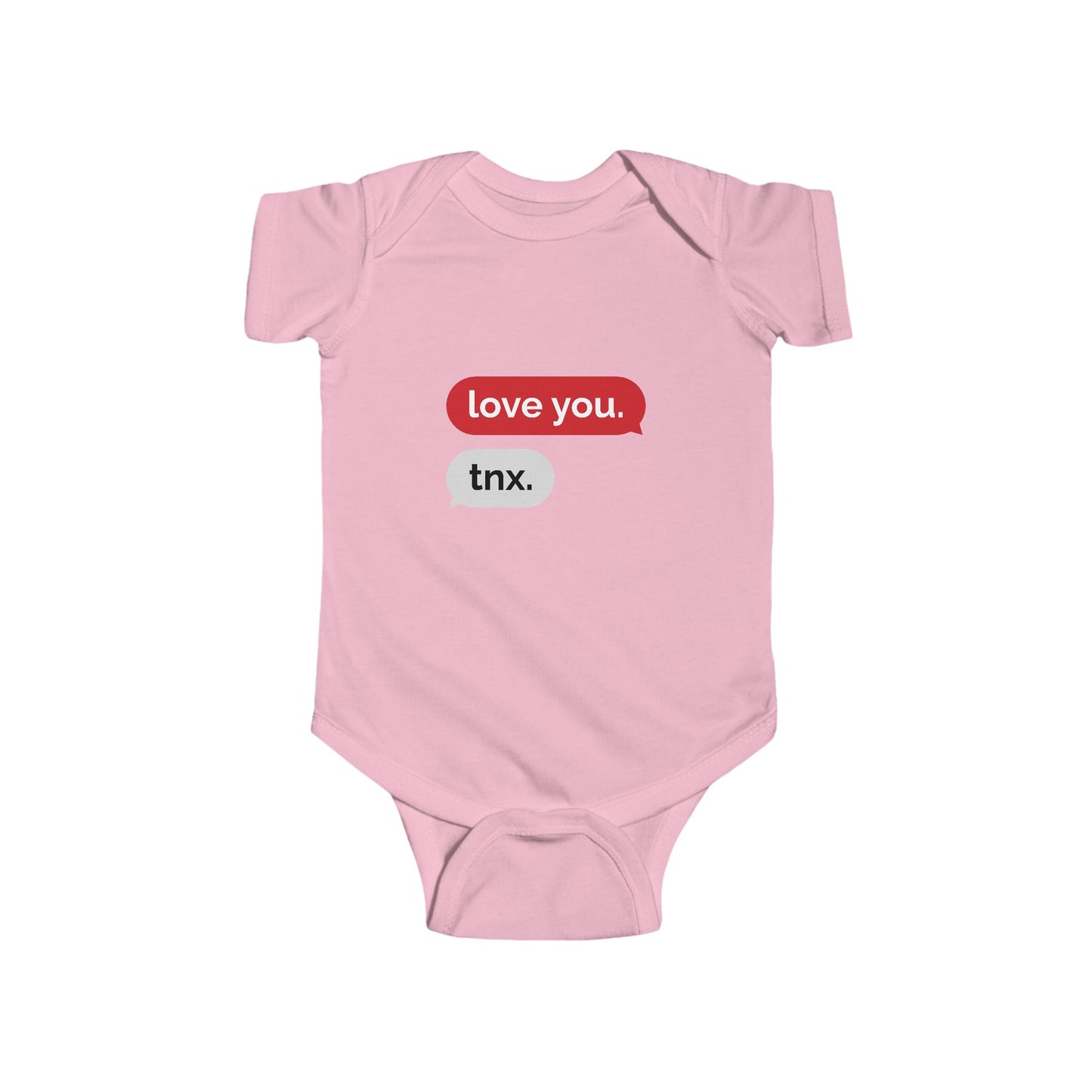 Cute 'Love You. Tnx.' Infant Bodysuit – Adorable Baby Outfit for New Parents