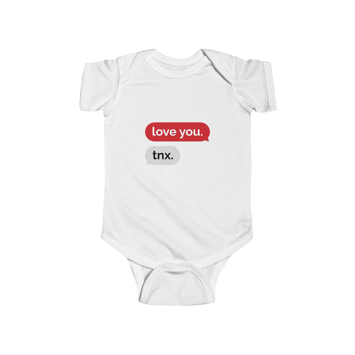 Cute 'Love You. Tnx.' Infant Bodysuit – Adorable Baby Outfit for New Parents