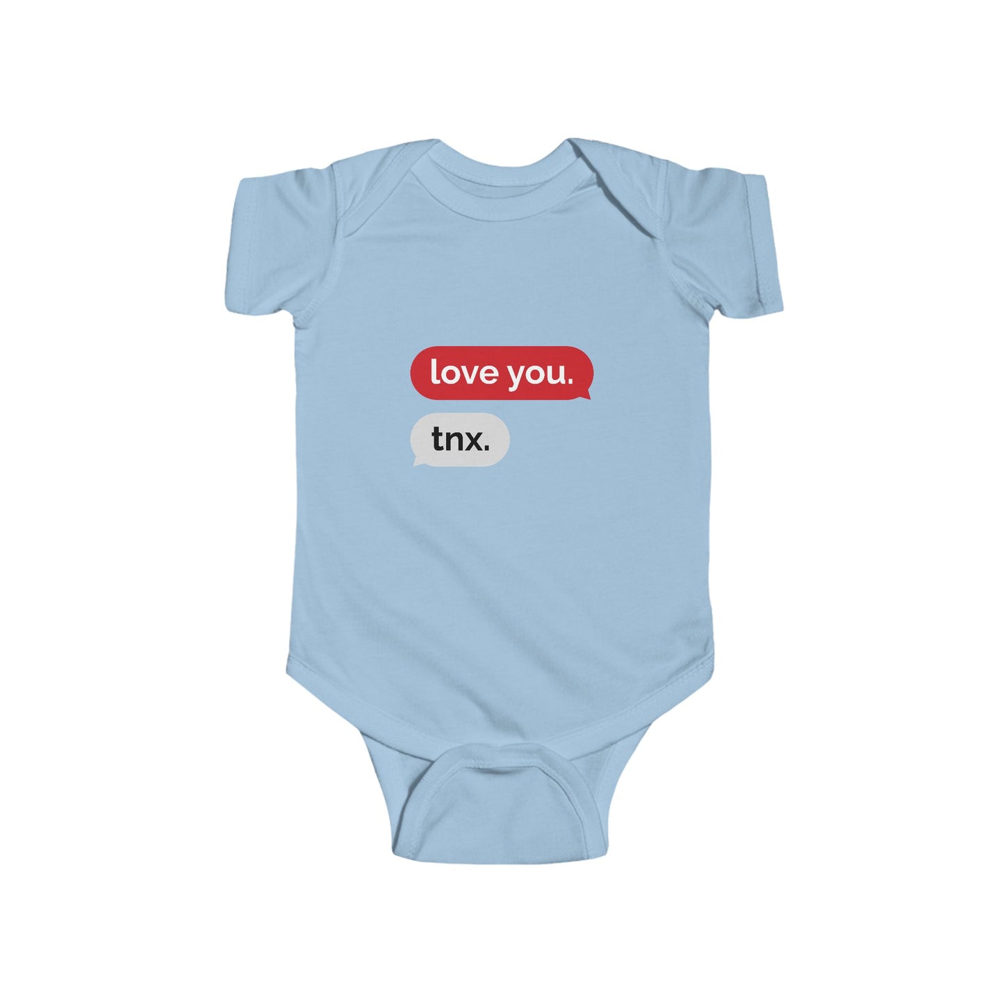 Cute 'Love You. Tnx.' Infant Bodysuit – Adorable Baby Outfit for New Parents