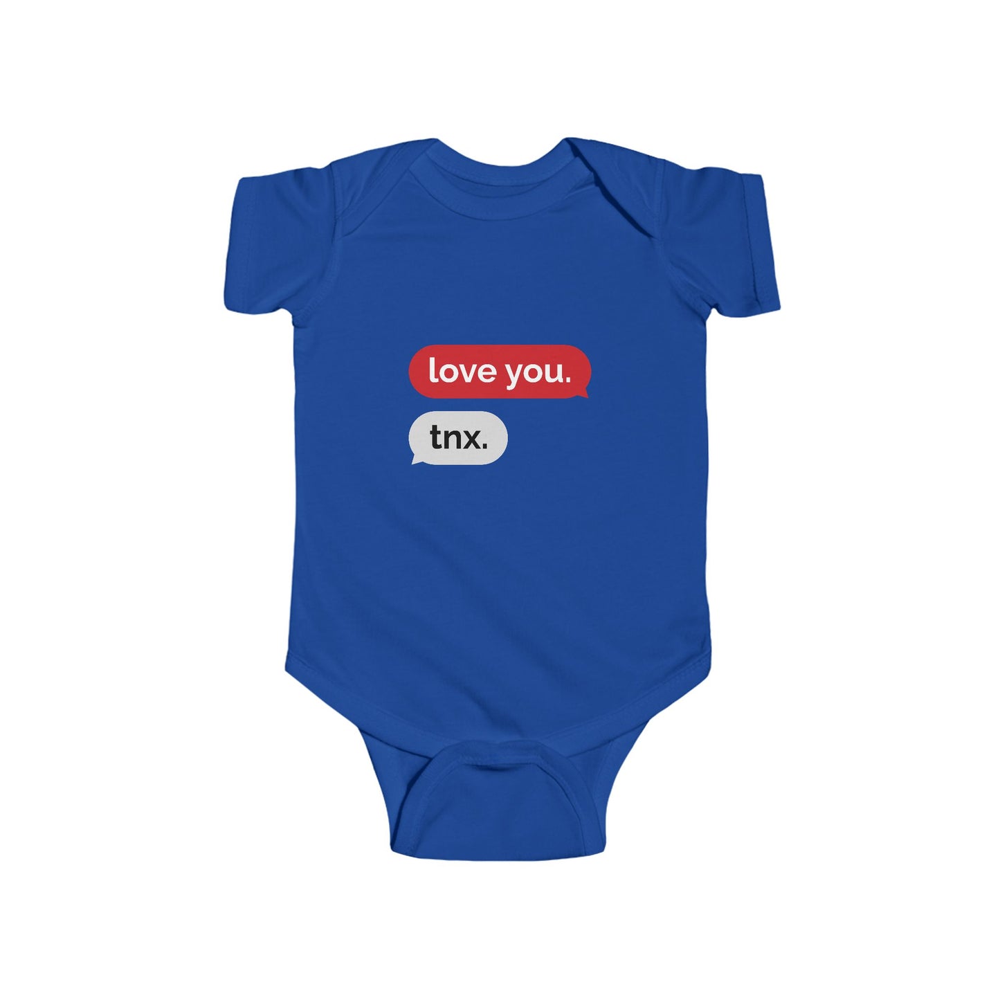 Cute 'Love You. Tnx.' Infant Bodysuit – Adorable Baby Outfit for New Parents
