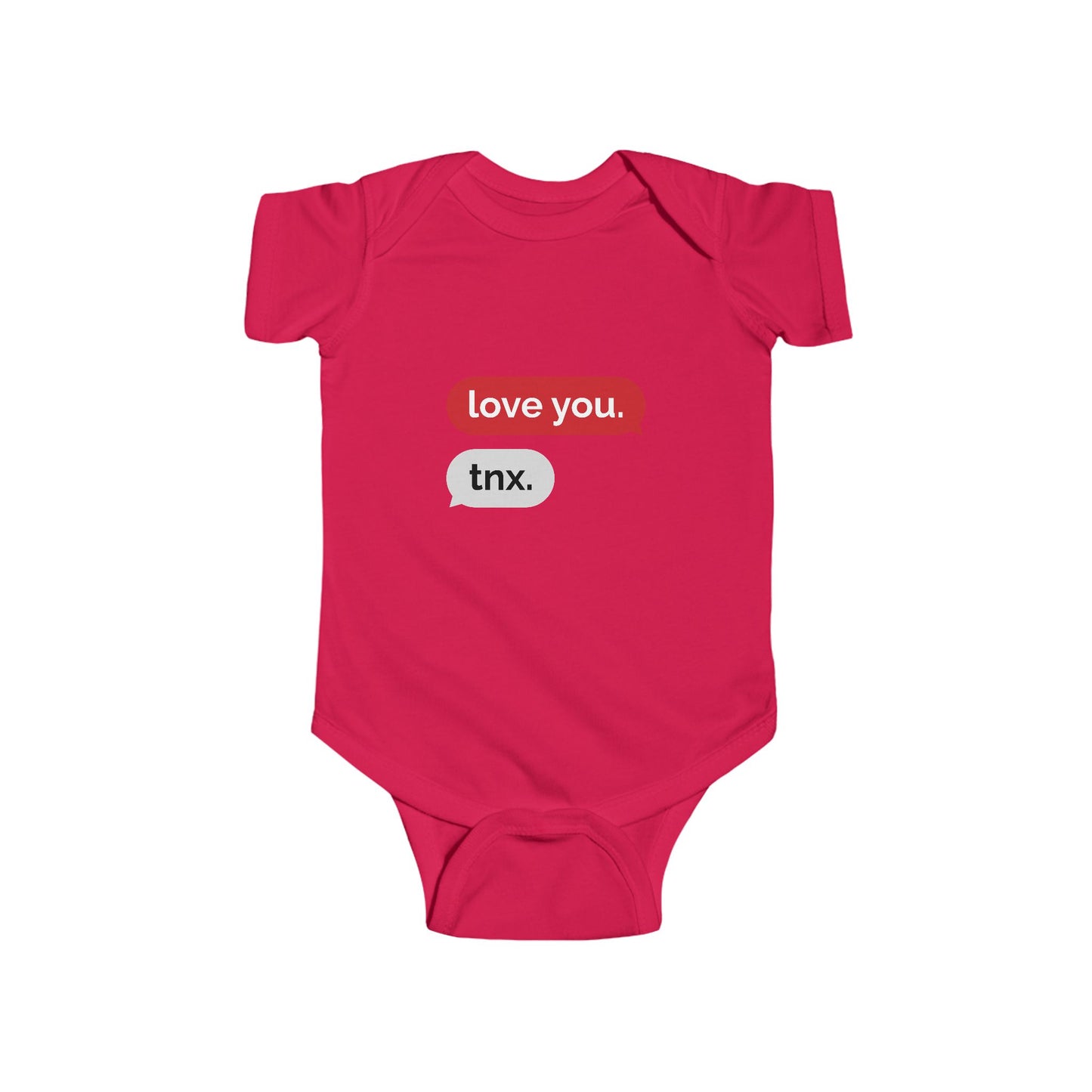Cute 'Love You. Tnx.' Infant Bodysuit – Adorable Baby Outfit for New Parents