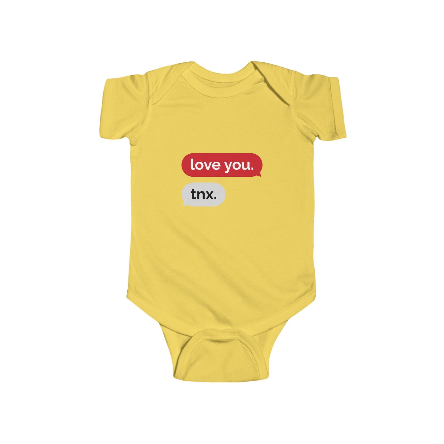 Cute 'Love You. Tnx.' Infant Bodysuit – Adorable Baby Outfit for New Parents