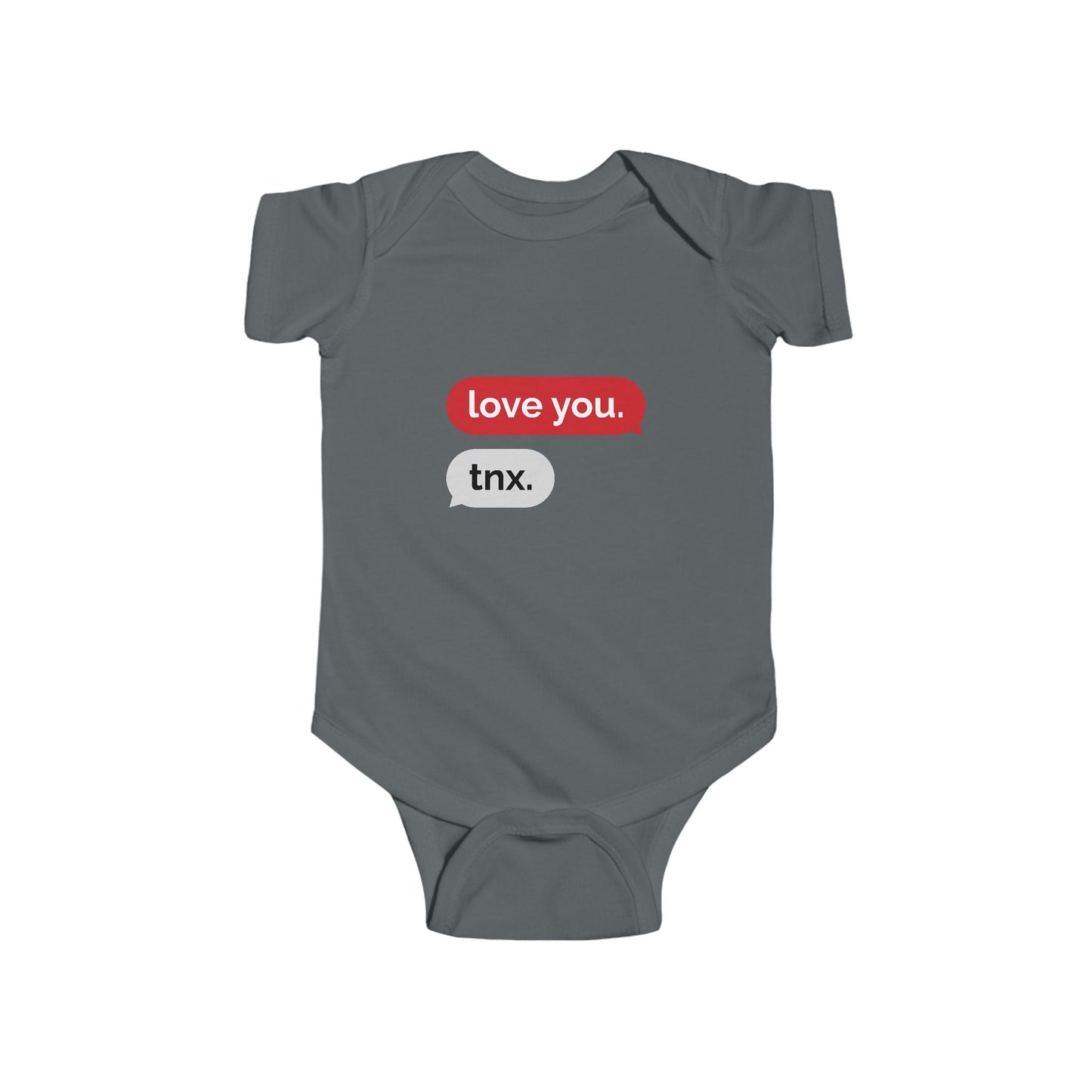Cute 'Love You. Tnx.' Infant Bodysuit – Adorable Baby Outfit for New Parents