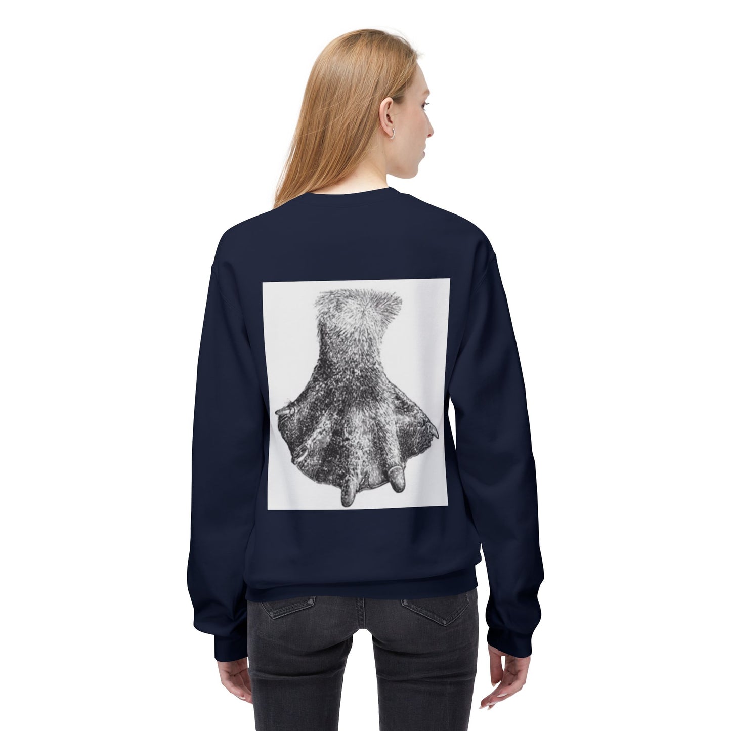 Artistic Fleece Crewneck Sweatshirt with Unique Dress Design