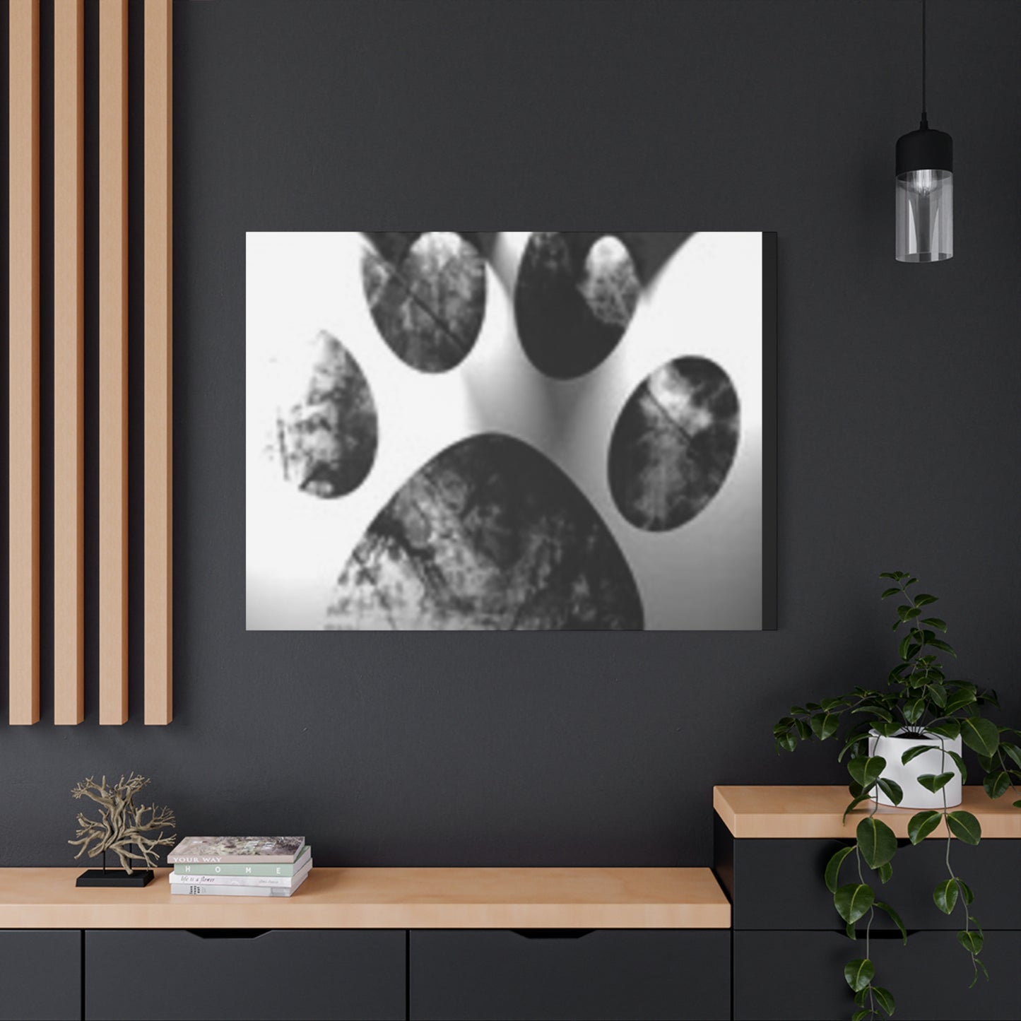 Black Paw Print Canvas Art - Modern Animal Decor for Pet Lovers