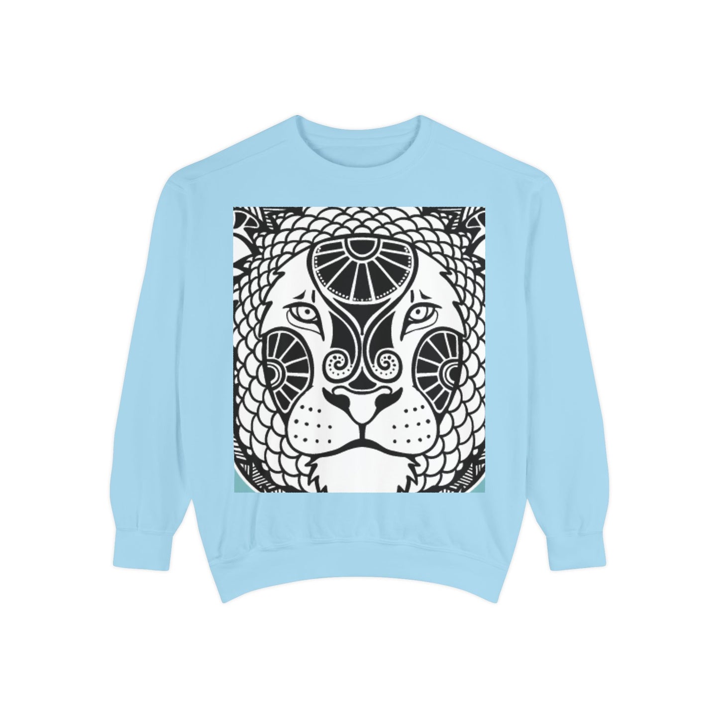 Bohemian Lion Unisex Garment-Dyed Sweatshirt - Cozy & Stylish Animal Graphic Tee for Nature Lovers
