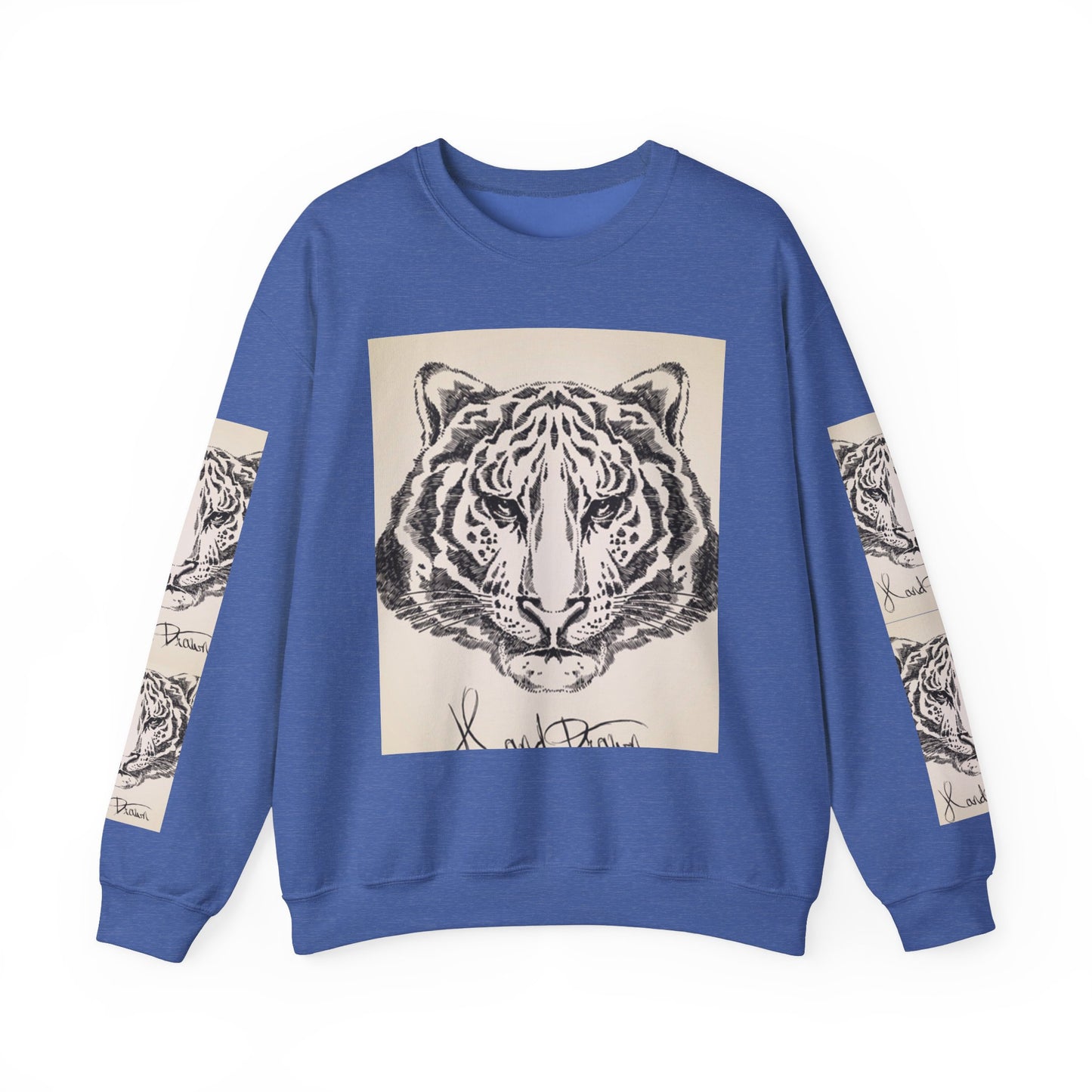 Artistic Tiger Print Crewneck Sweatshirt – Unisex Heavy Blend