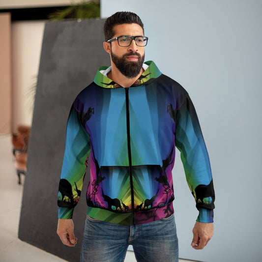Colorful Wildlife Unisex Zip Hoodie - Eye-Catching Nature Design