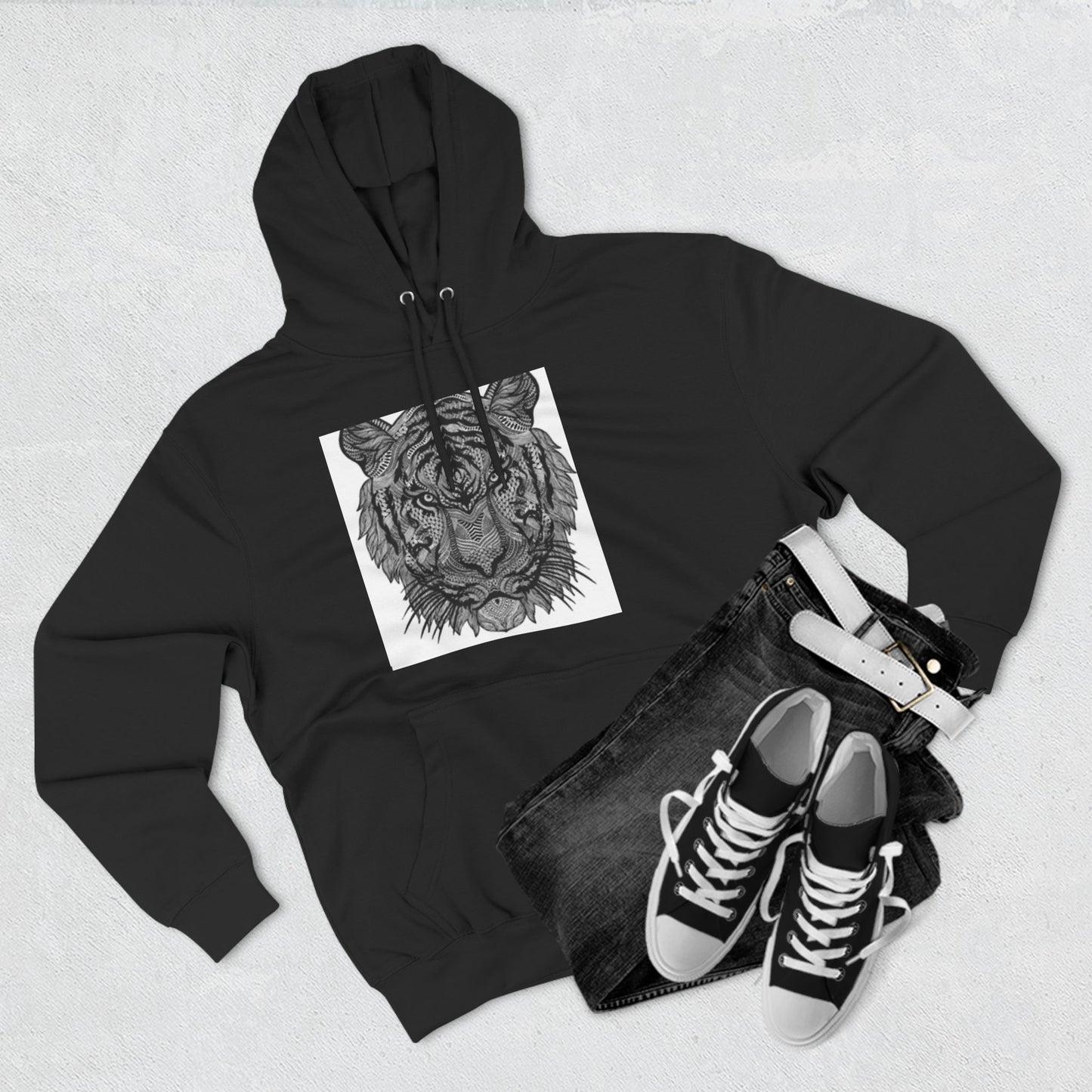 Majestic Tiger Hoodie - Cozy Three-Panel Fleece for Wildlife Lovers