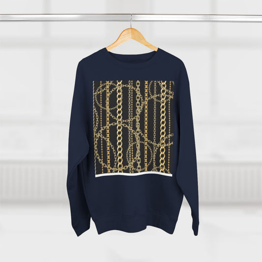 Gold Chain Pattern Unisex Crewneck Sweatshirt - Stylish, Comfortable, Perfect for Casual Wear