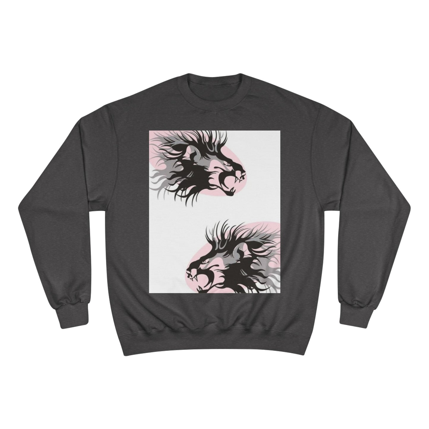 Fierce Lion Champion Sweatshirt - Bold Graphic, Unisex Casualwear