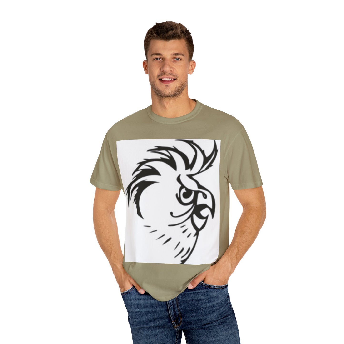 Artistic Unisex Garment-Dyed T-Shirt - Hand Drawn Patterns