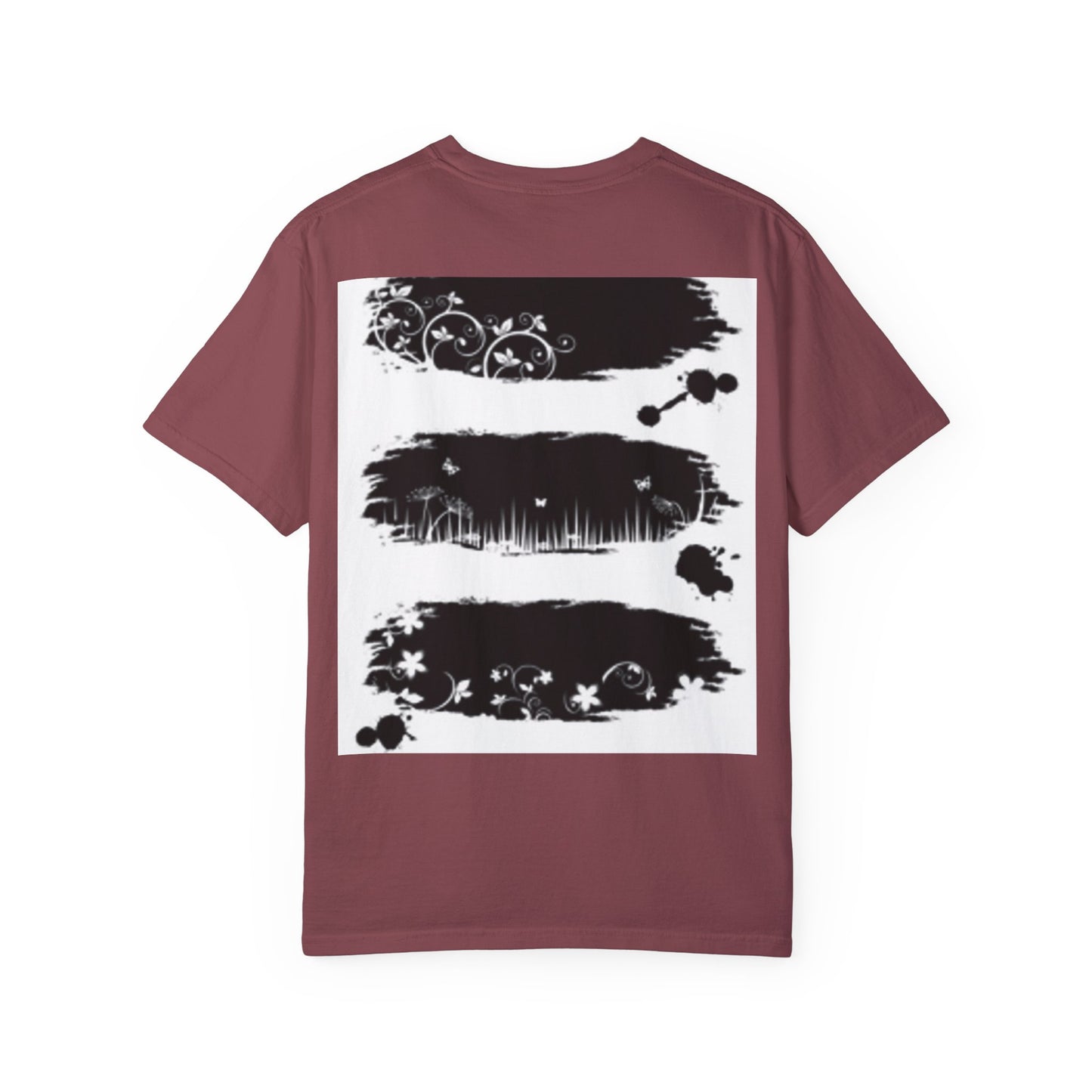 Artistic Unisex Garment-Dyed T-Shirt with Floral Design