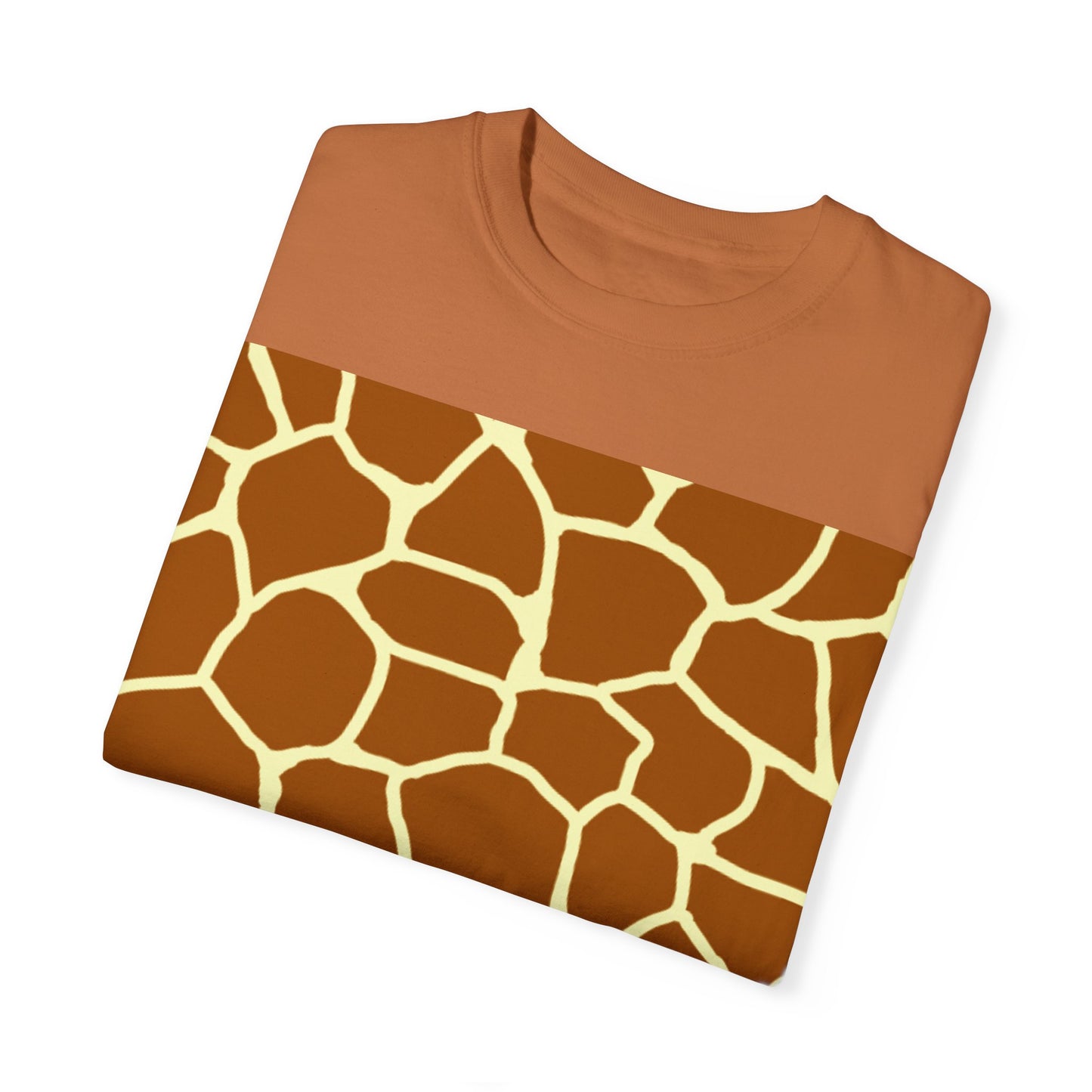Unisex Giraffe Print Garment-Dyed T-Shirt - Animal Lover Tee