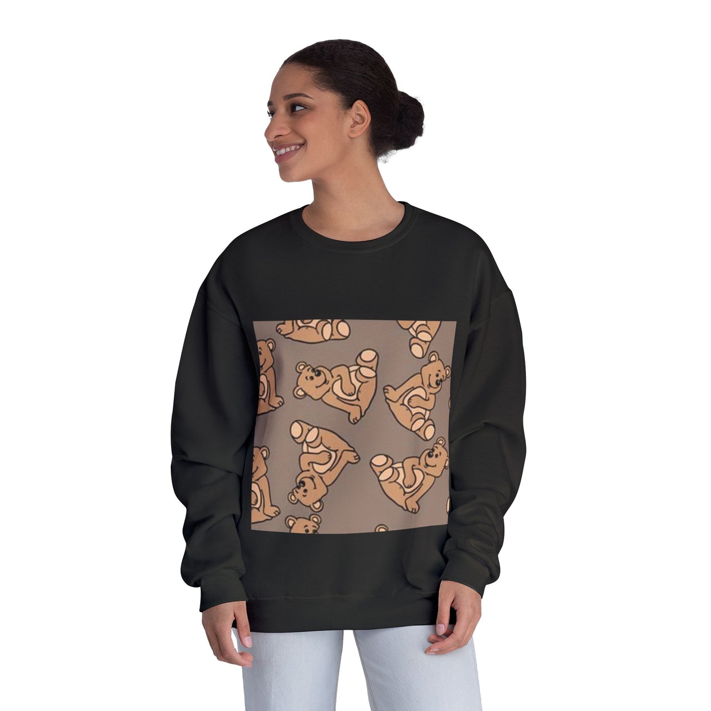 Cozy Bear Print Crewneck Sweatshirt - Perfect for Animal Lovers & Casual Comfort