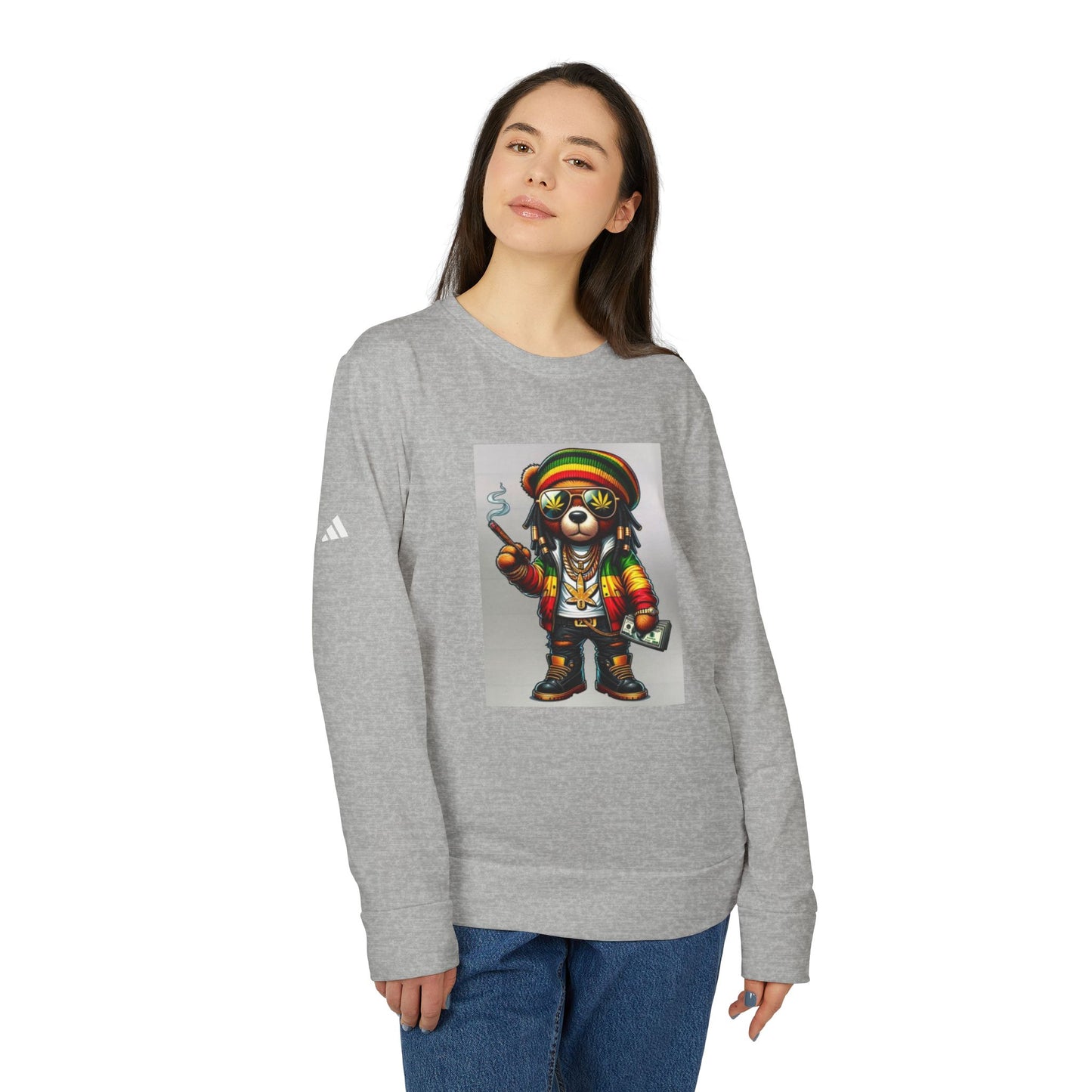 Rasta Bear Fleece Crewneck Sweatshirt - Unisex Chill Vibe