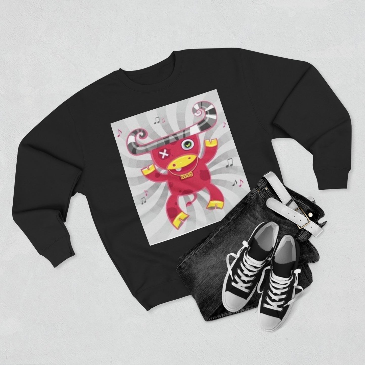 Fun Graphic Unisex Crewneck Sweatshirt - Playful Music Theme