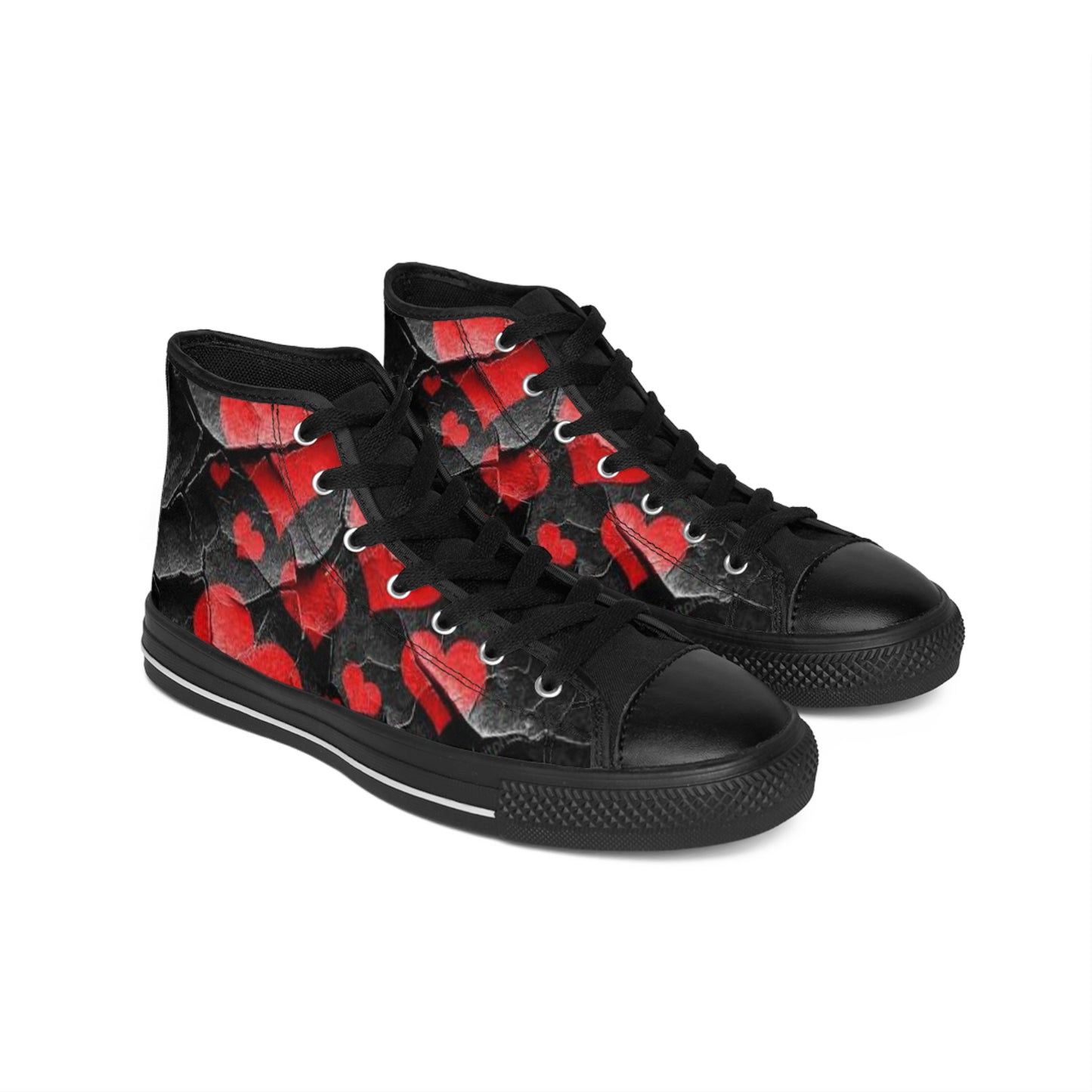 Heart Print Classic High-Top Sneakers for Women