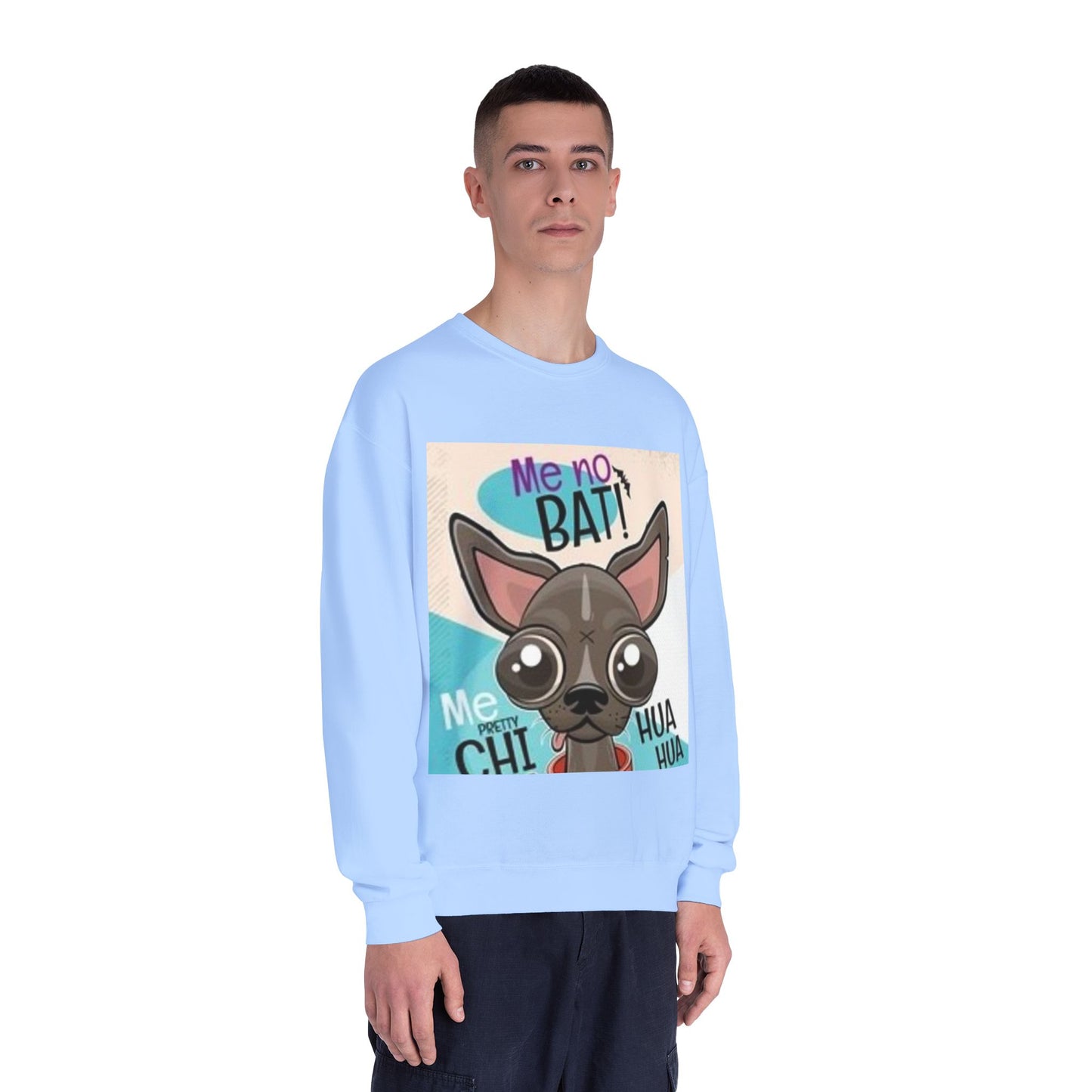 Funny Dog Lover Sweatshirt – "Me no BAT!" Unisex Crewneck