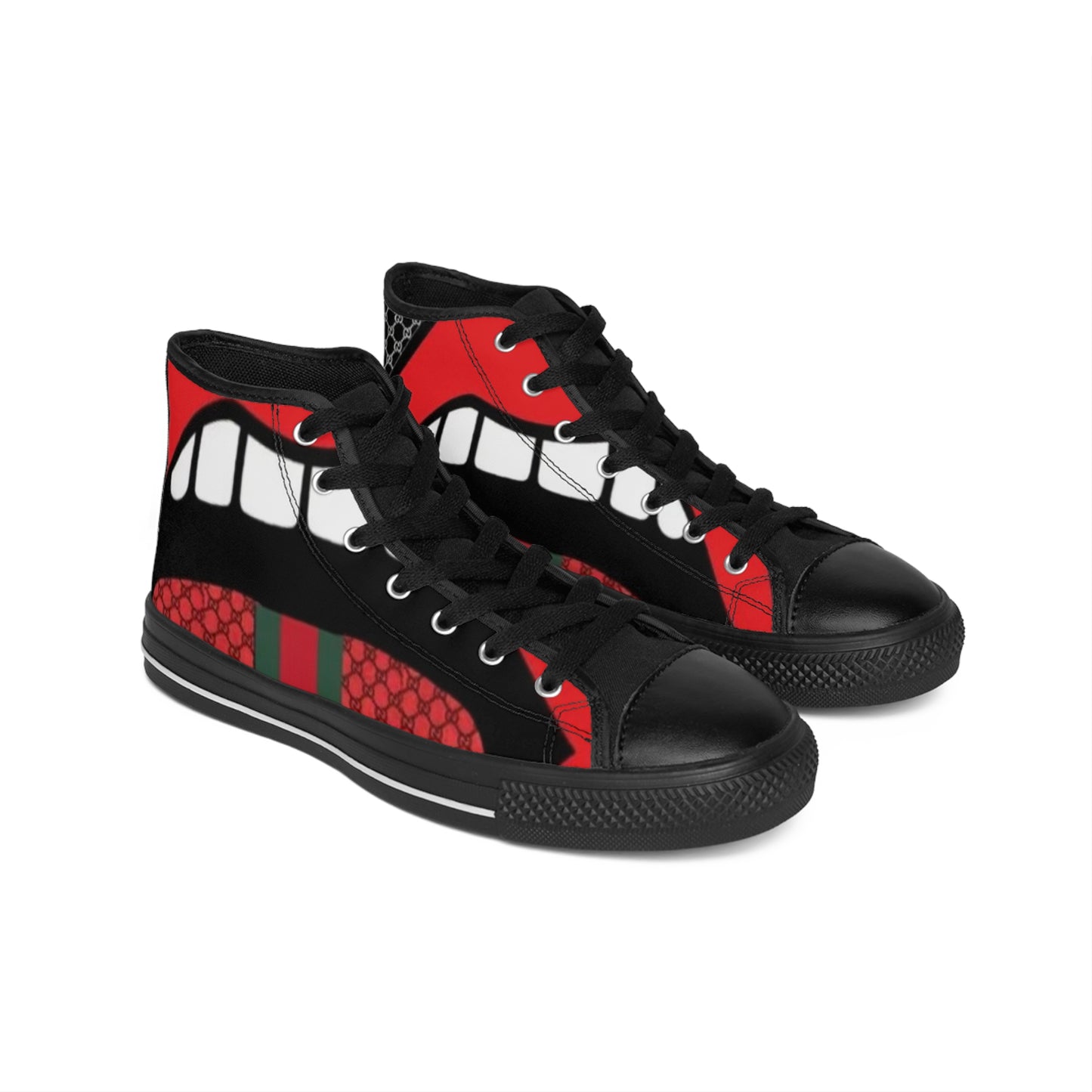 Men's Classic High-Top Sneakers with Bold Red Graphic Design