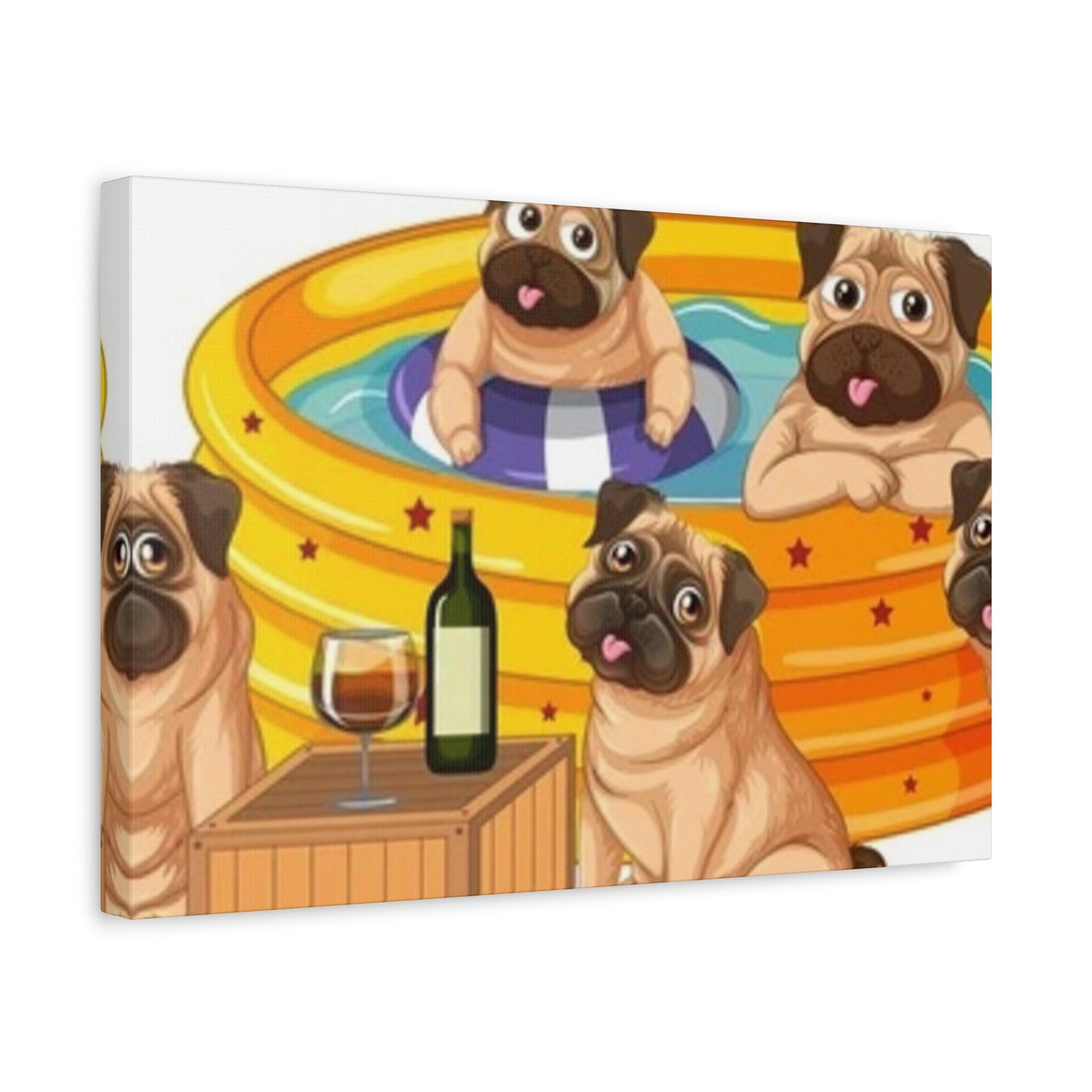 Pug Pool Party Canvas Art - Fun Pet Decor