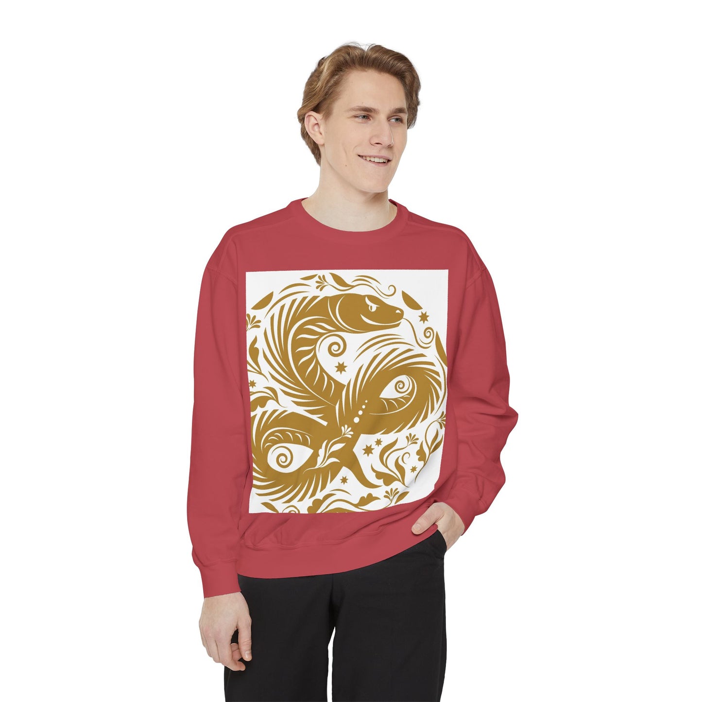 Cultural Vibe Unisex Garment-Dyed Sweatshirt - Tribal Mask & Animal Design