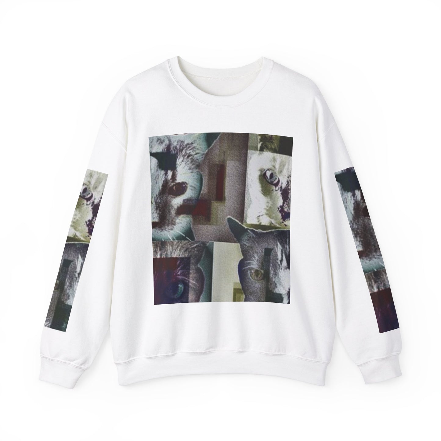 Cozy Cat Lover Crewneck Sweatshirt - Artistic Feline Design