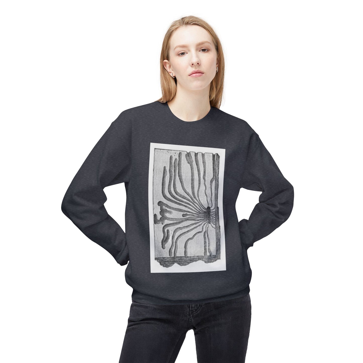 Artistic Midweight Fleece Crewneck Sweatshirt - Unique Abstract Design