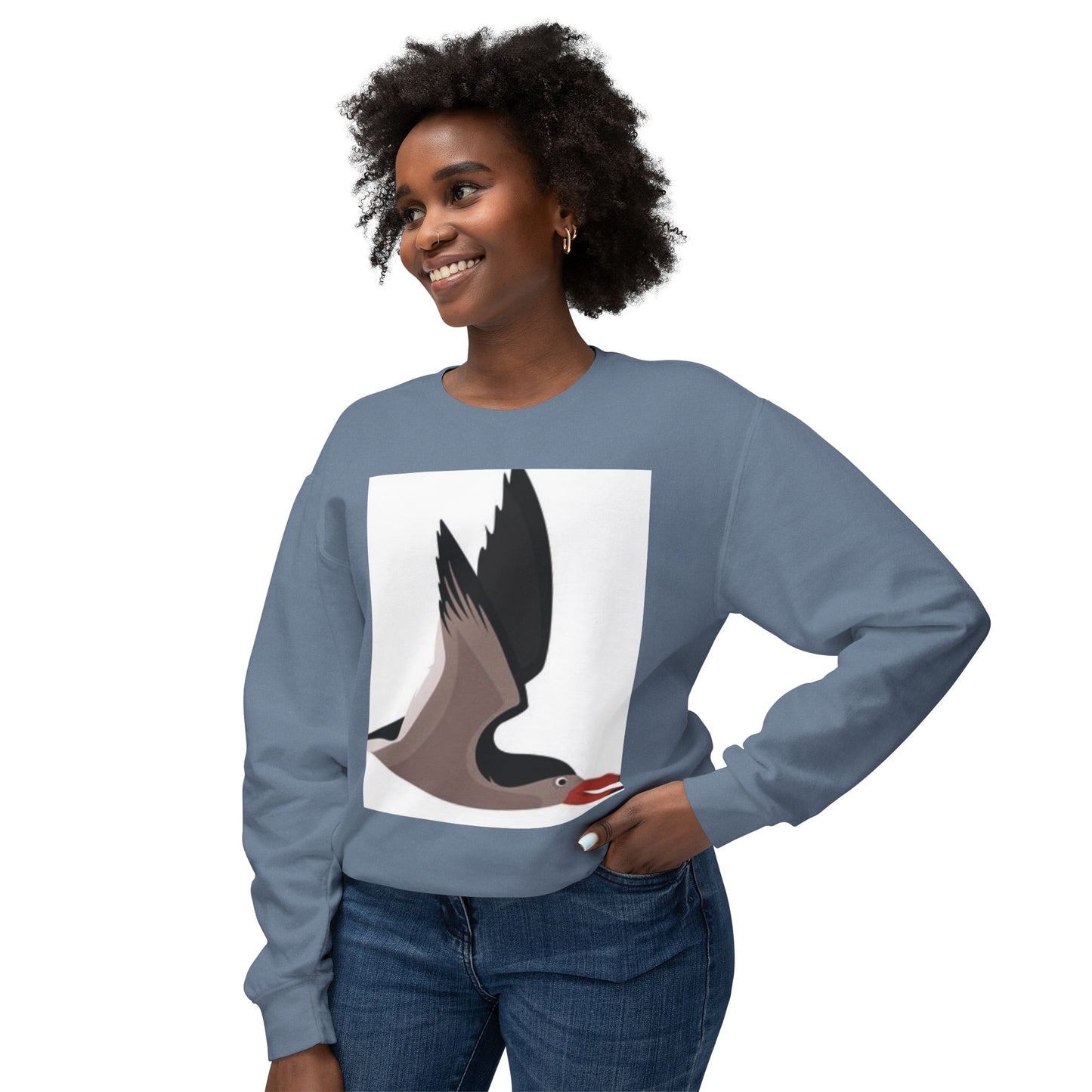 Unisex Sweater with Bird Graphic - Lightweight Crewneck Sweatshirt for Nature Lovers