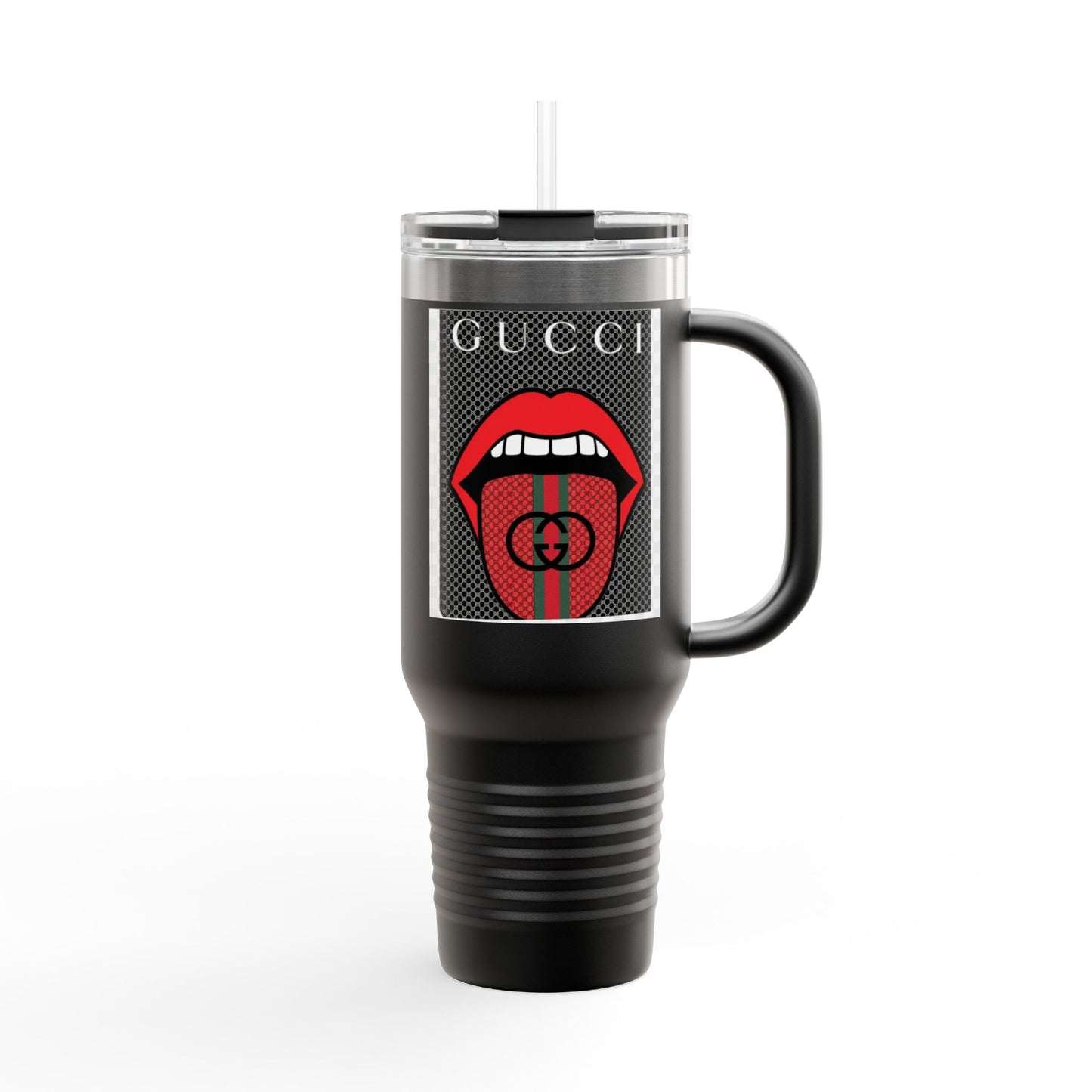 Gucci Style Insulated Travel Mug - 40oz with Iconic Lip Design