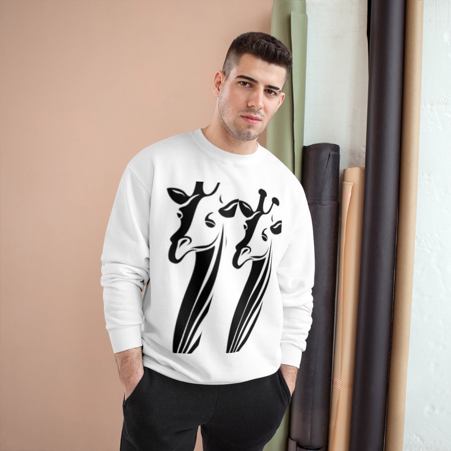 Giraffe Lovers Champion Sweatshirt - Cozy Wildlife Apparel